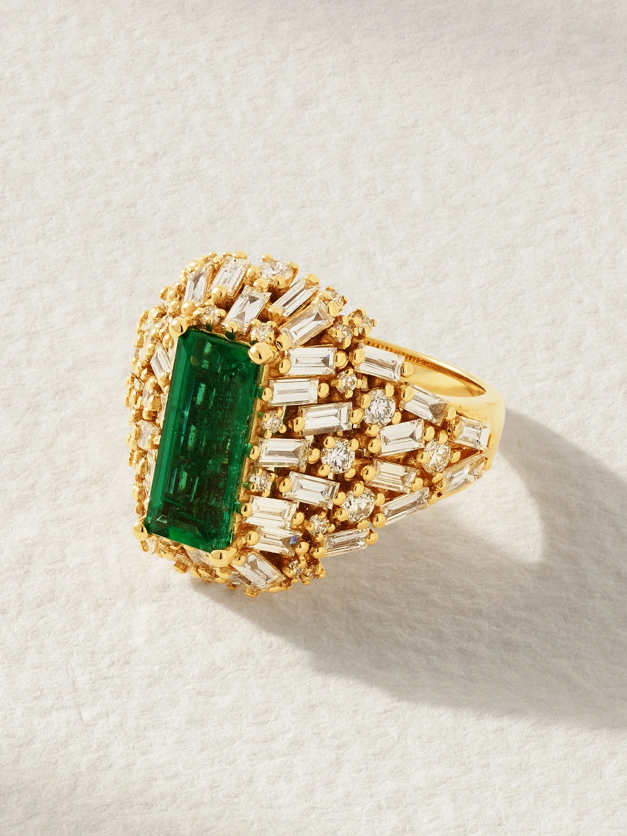 18-karat Gold, Diamond And Emerald Ring - 1