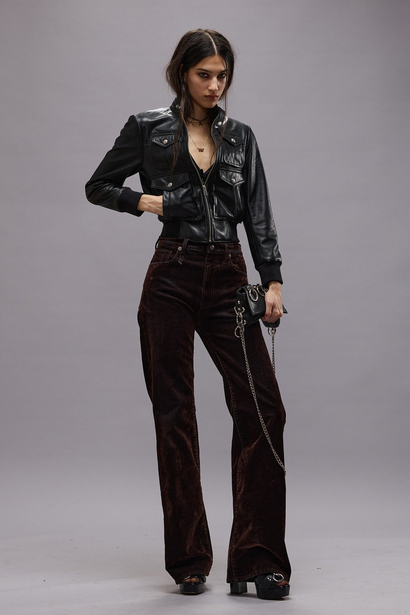 SHRUNKEN ZIP-UP LEATHER JACKET - BLACK -R13 3