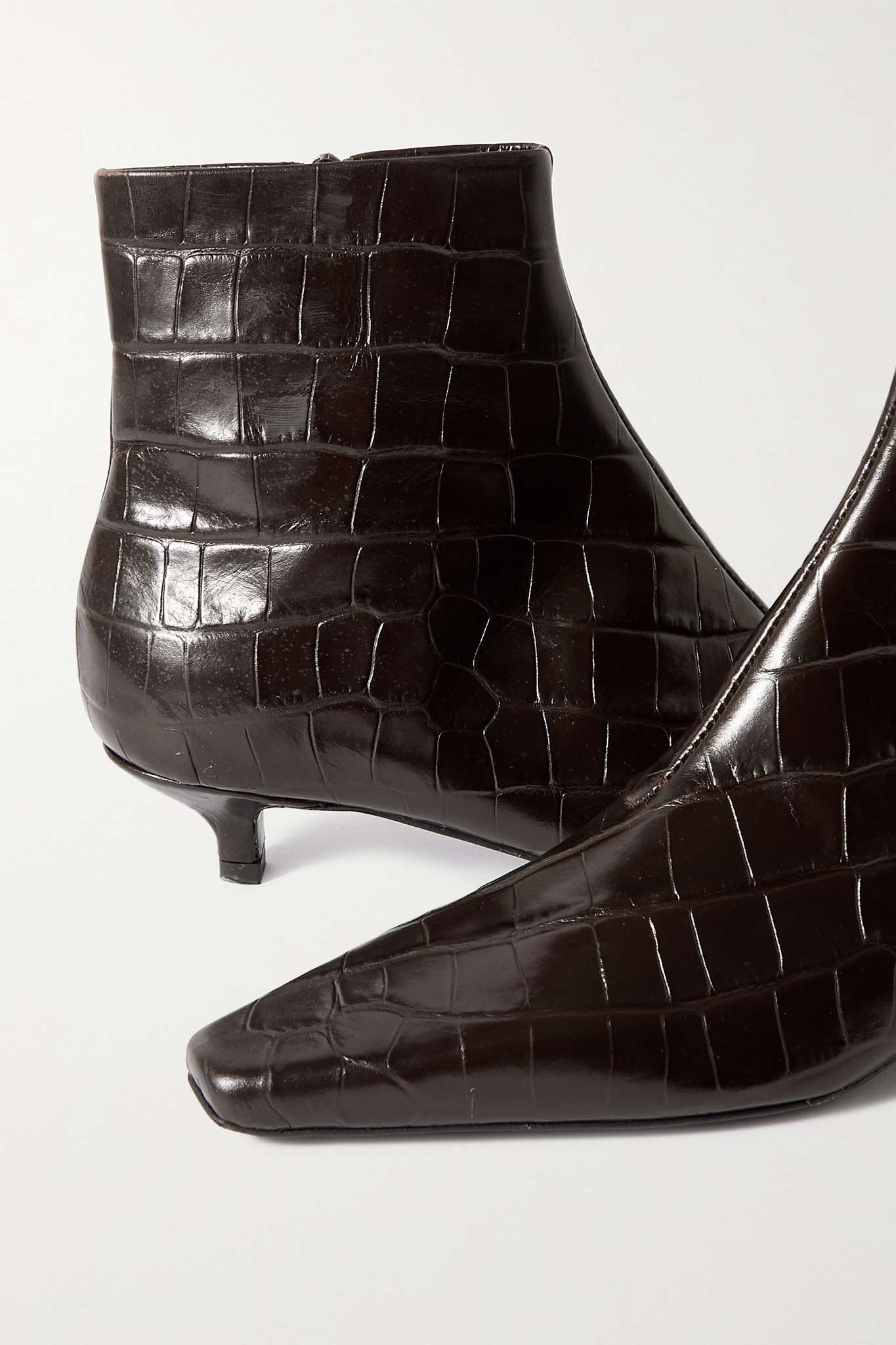 + NET SUSTAIN The Slim croc-effect leather ankle boots - 3