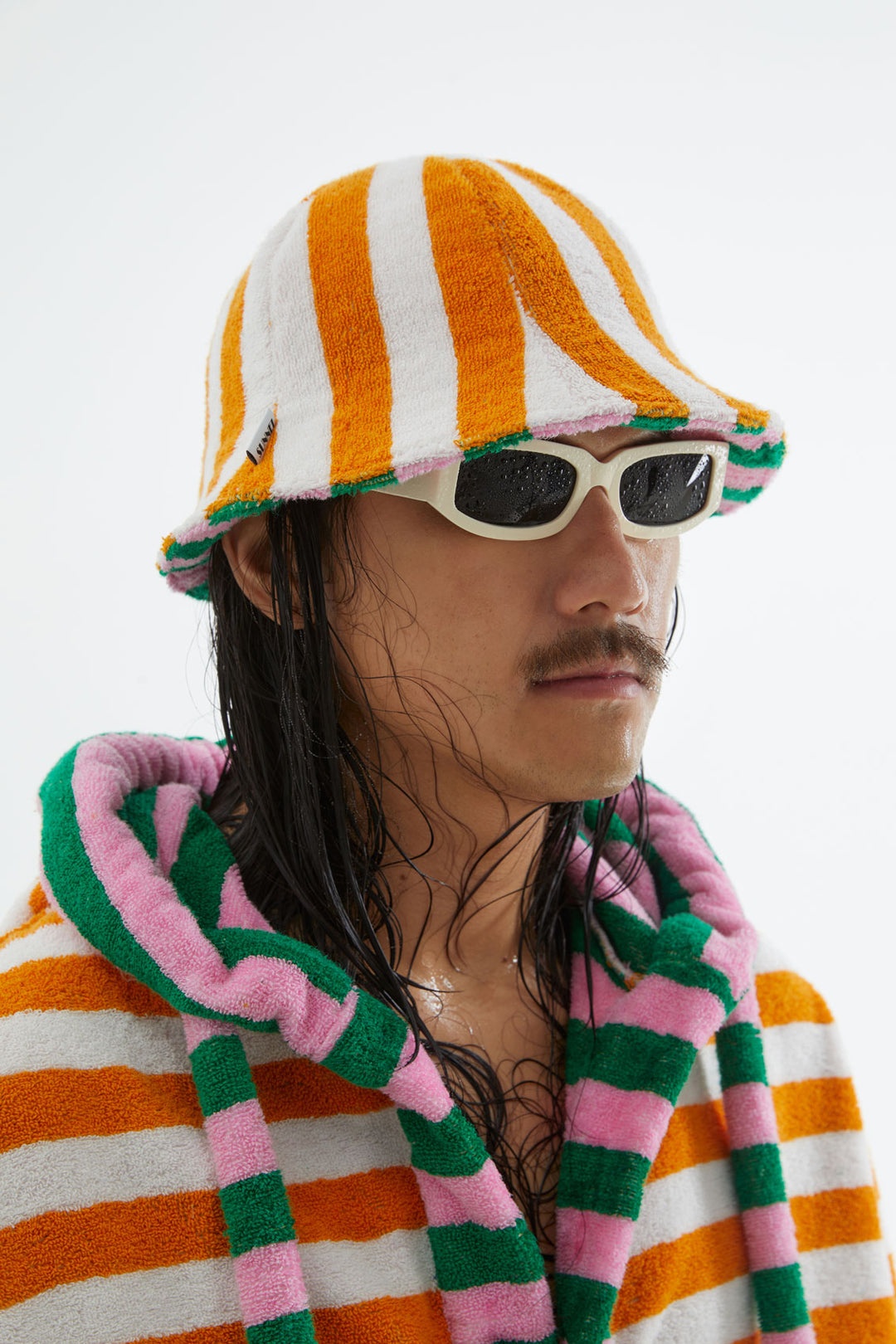 ORANGE & WHITE STRIPED COTTON HAT - 4