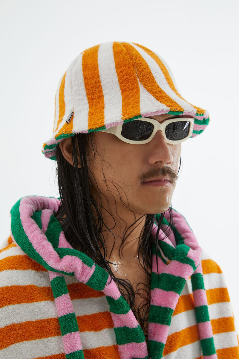 ORANGE & WHITE STRIPED COTTON HAT 4