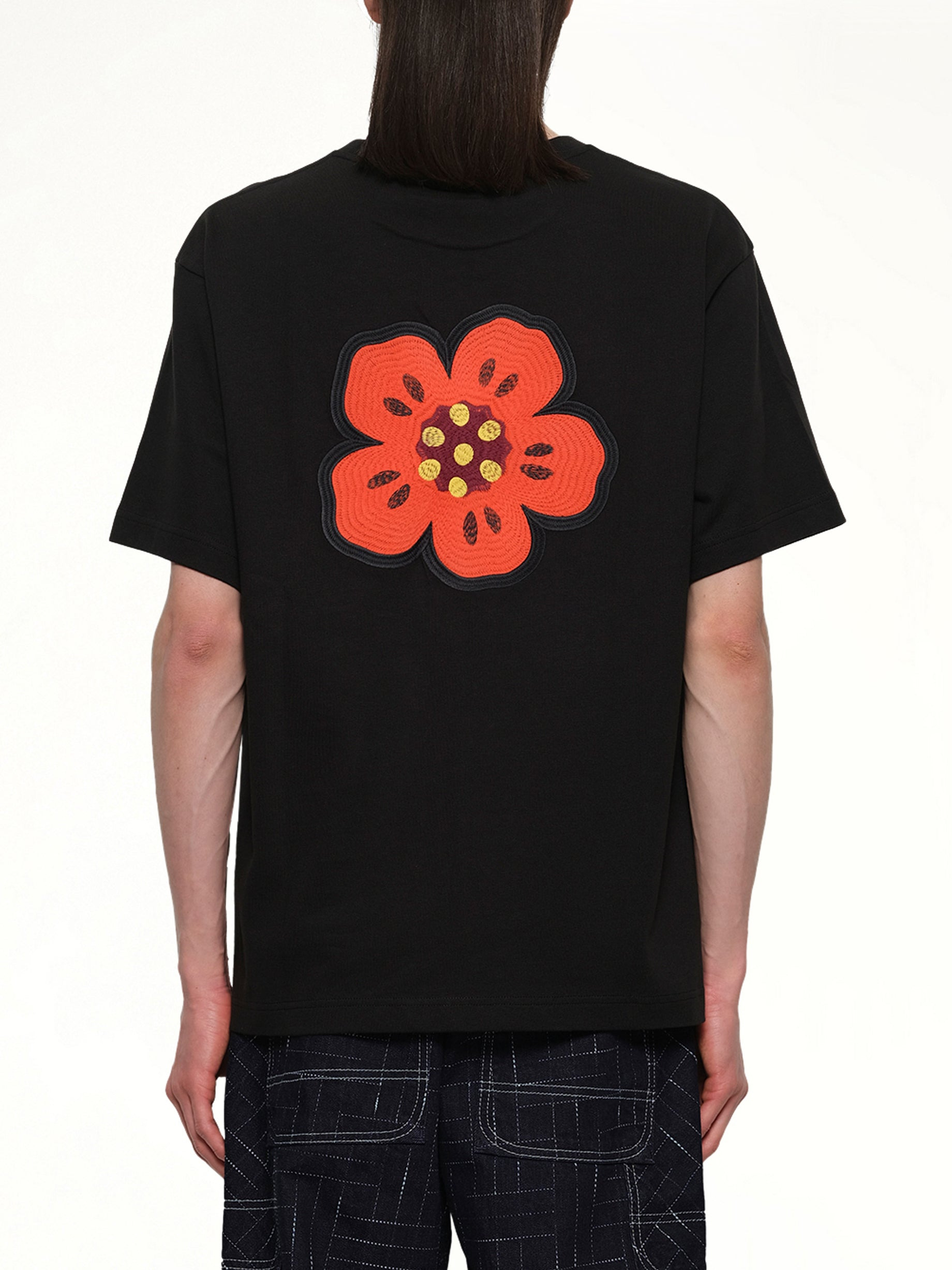 Gots Boke Flower Embroidered Oversize T-Shirt in Black - 5