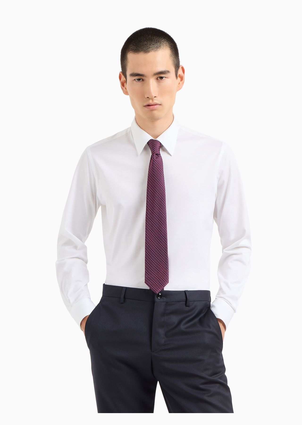 Silk tie with geometric jacquard motif - 4