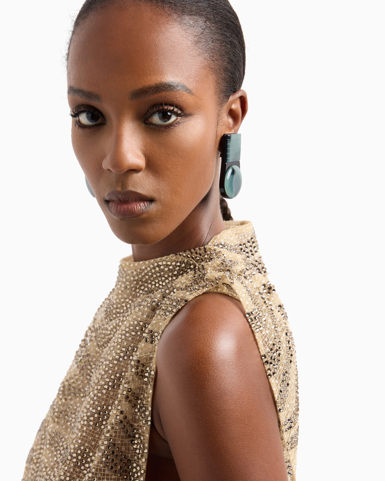 MESH AND LUREX TOP WITH RHINESTONE EMBROIDERY - 5