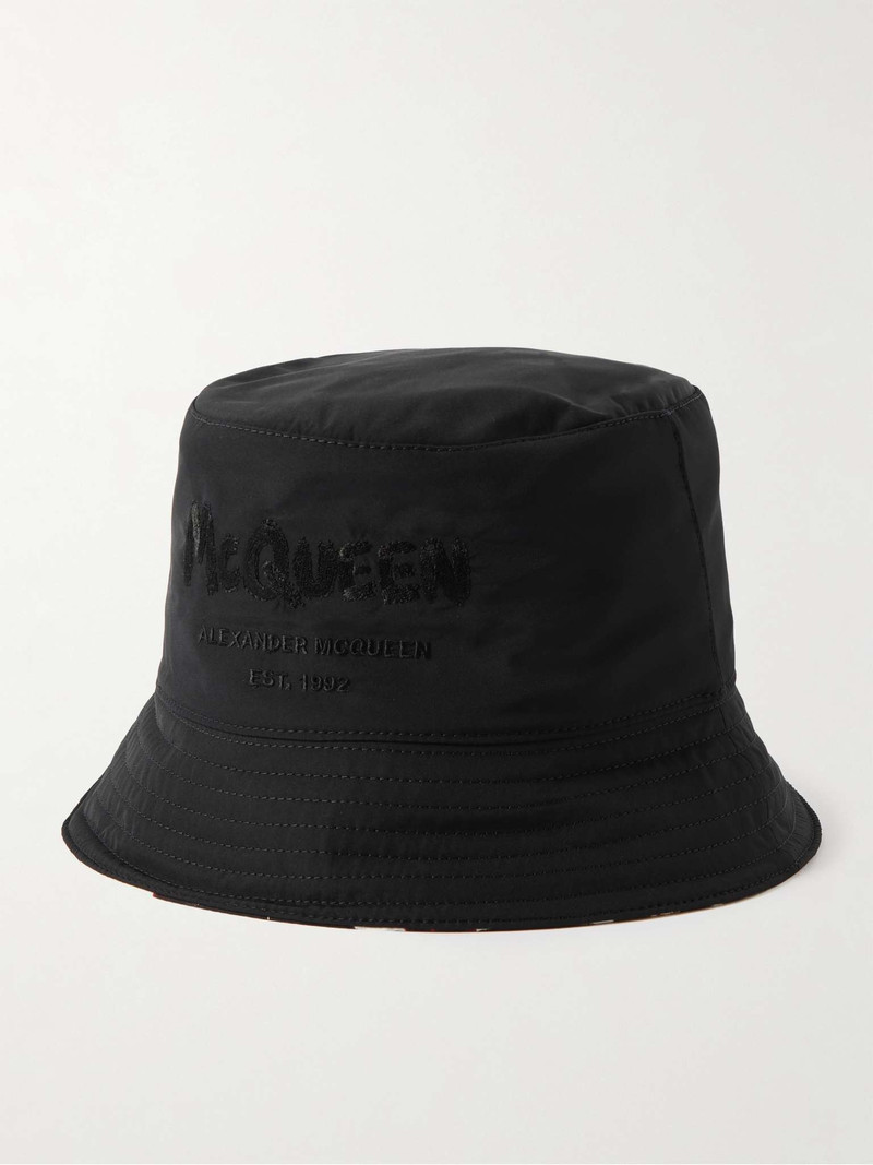 Reversible Logo-Embroidered Printed Shell Bucket Hat 1