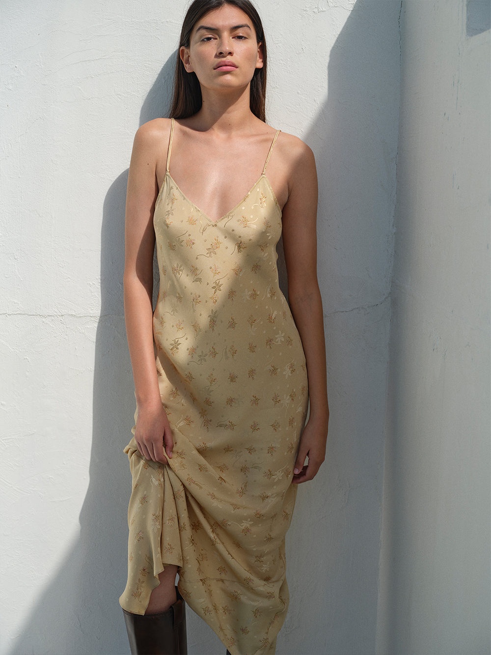 V-Neck Cami Dress in Golden Floral - 2