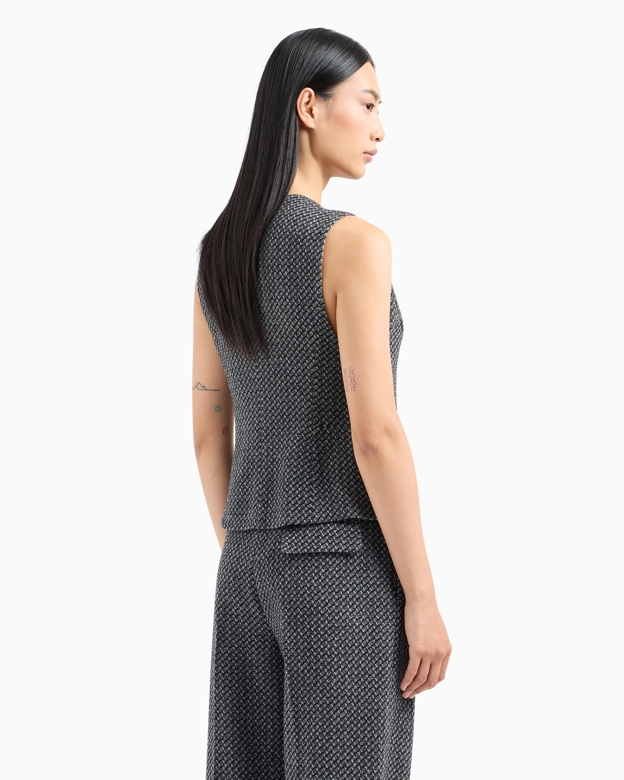 SINGLE-BREASTED WAISTCOAT IN A MÉLANGE WOOL-BLEND KNIT WITH A TEXTURED PATTERN - 3