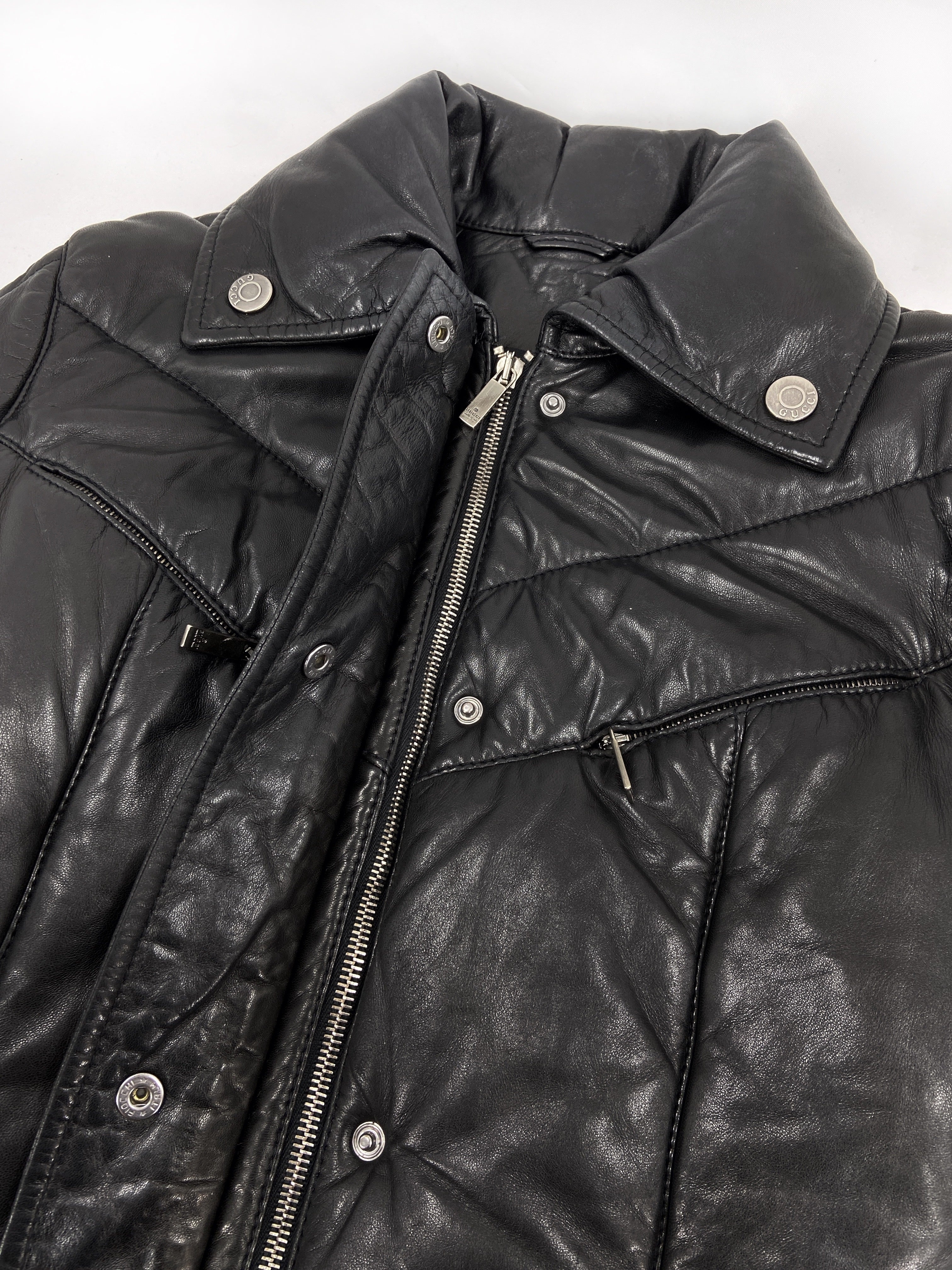 Gucci Fall 1998 Tom Ford Lambskin Leather Quilted Down Puffer Jacket 40 - 15