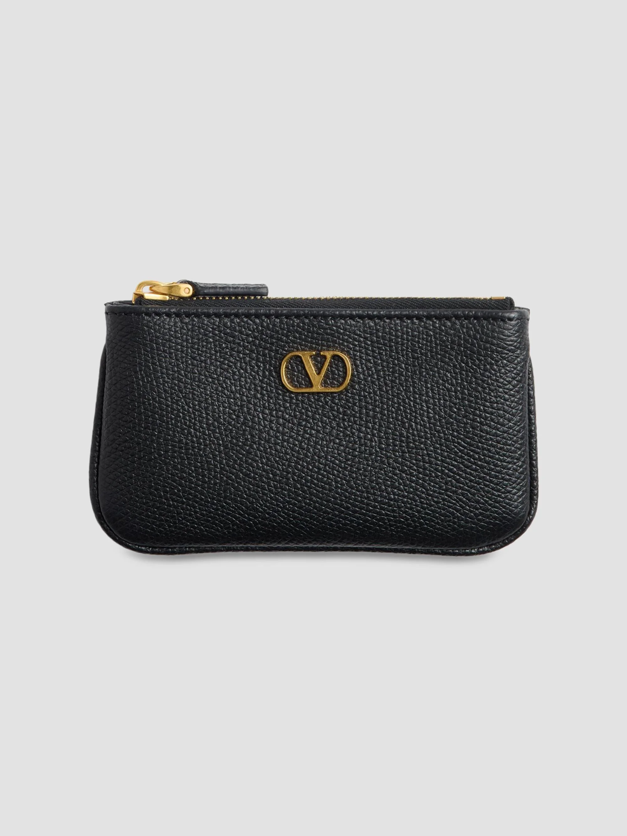 Women's Grainy Calfskin Key Ring - Black - 1
