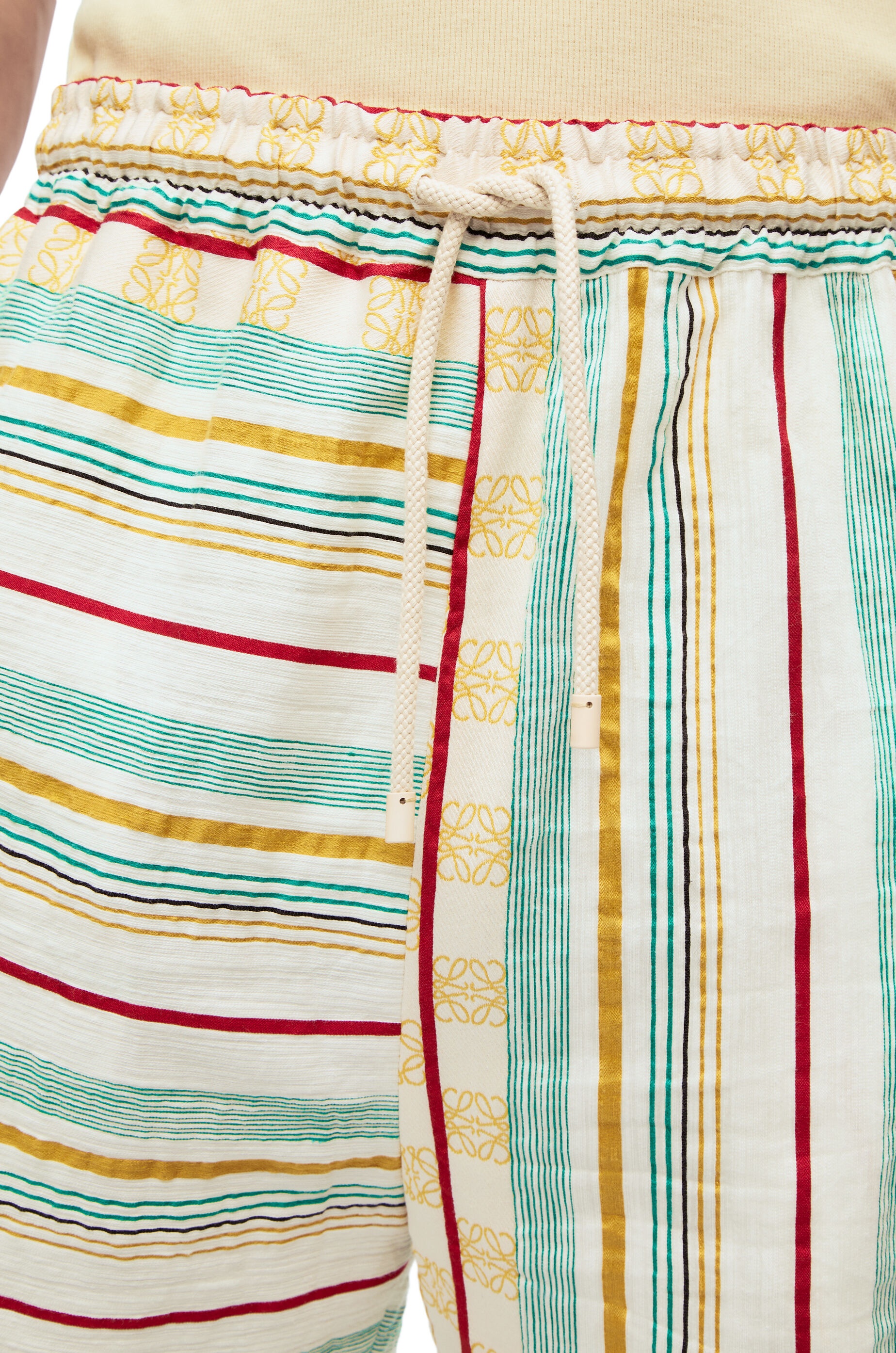 Asymmetric stripes shorts in cotton, linen and silk - 5