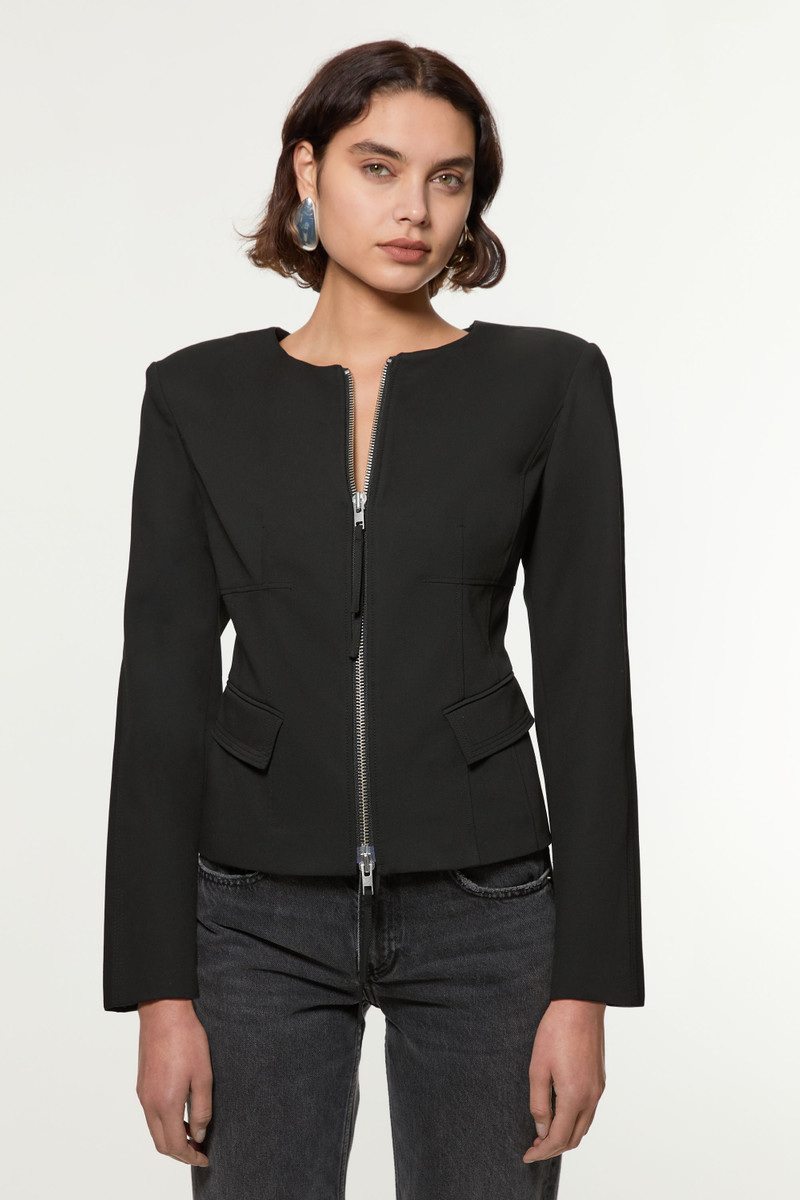 Tailored Viscose Zip Through Multi Stitch Jacket 1