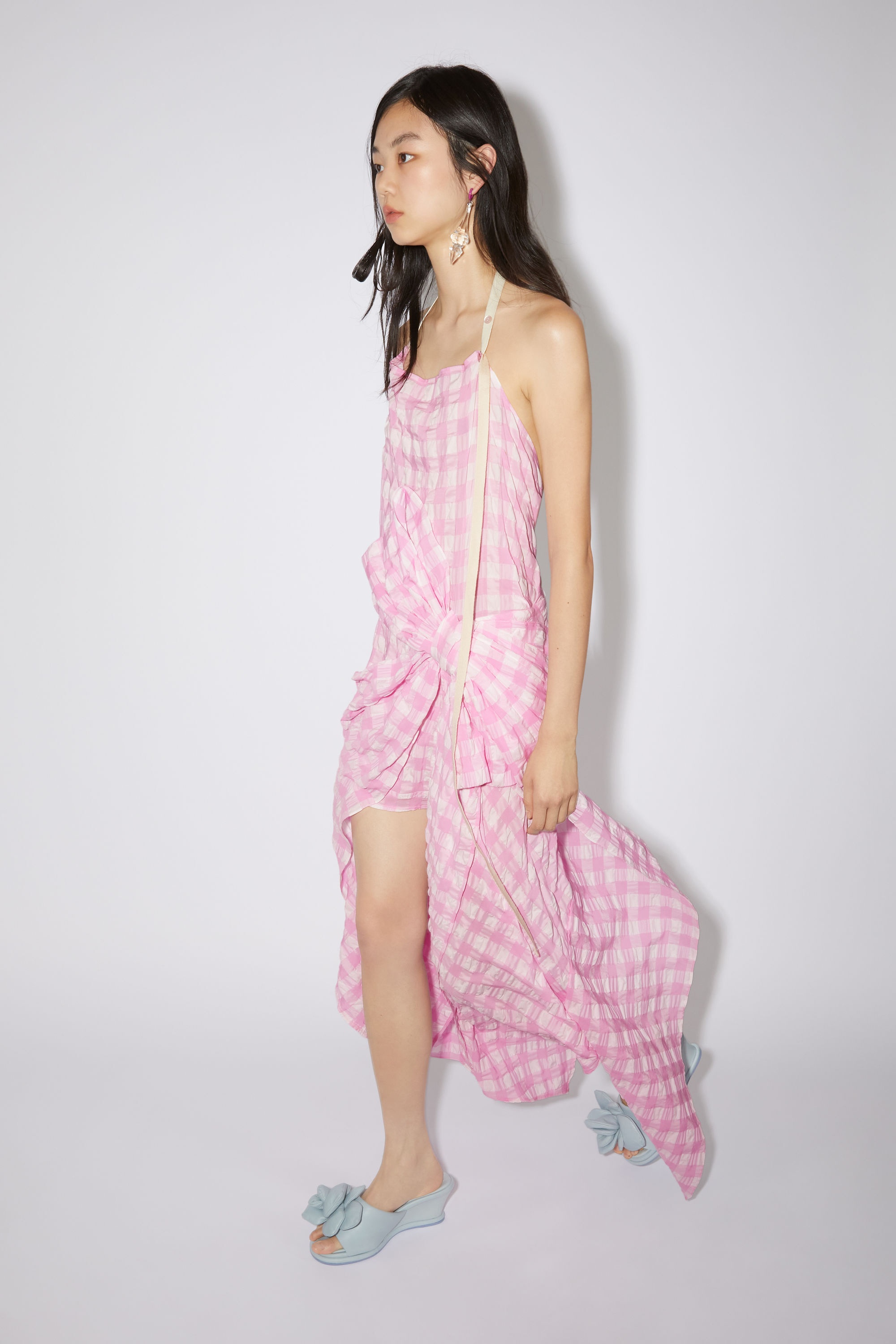 Gingham bow dress - Pink - 4