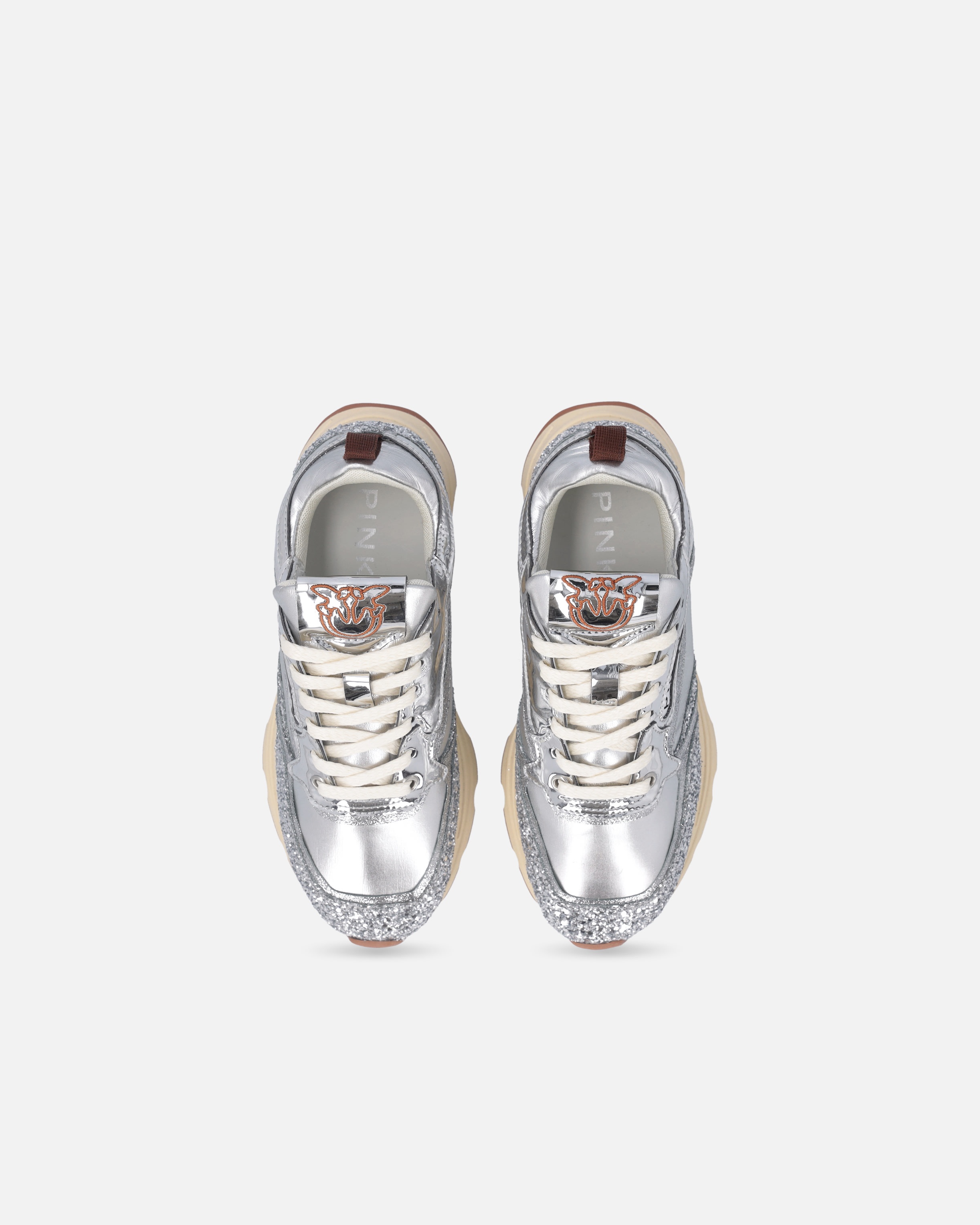 SILVER GLITTERY LAMINATED SNEAKERS - 9