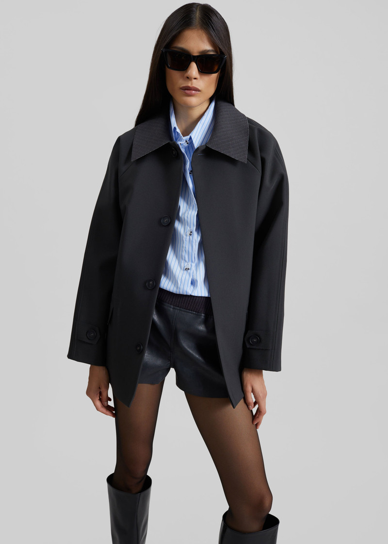 Ebbe Contrast Collar Boxy Jacket - Charcoal 5