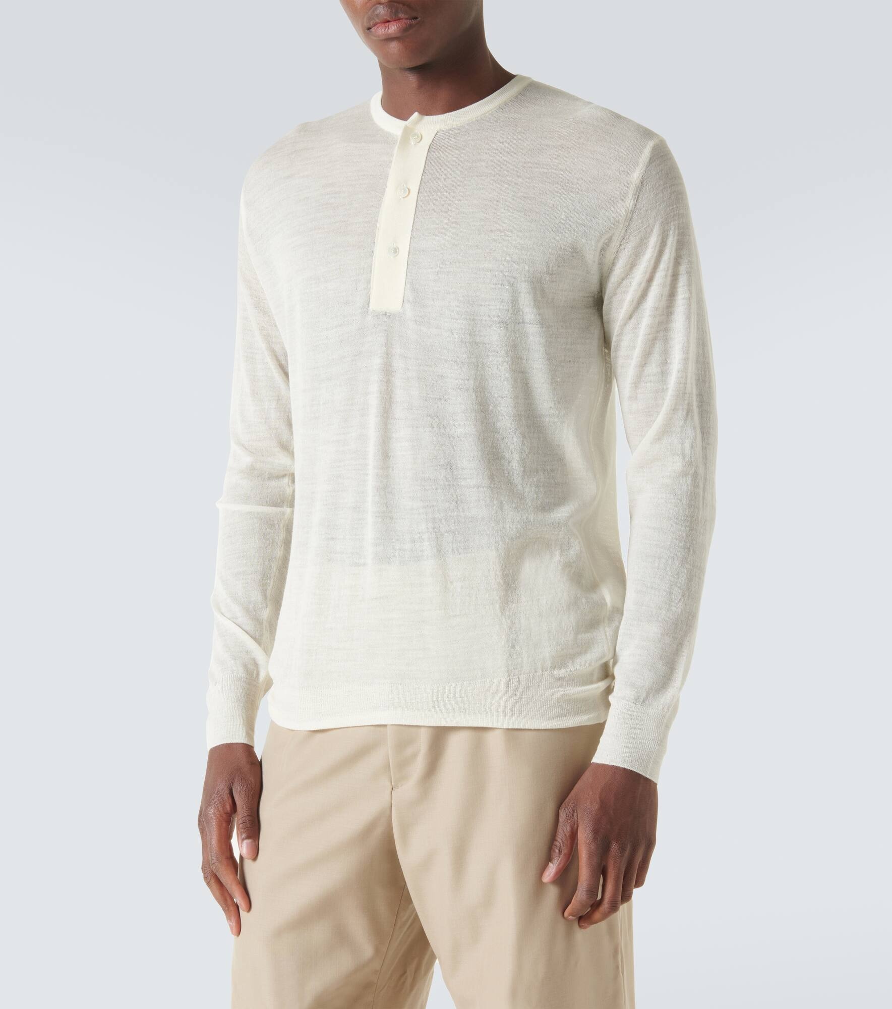 Wool and silk Henley shirt - 3
