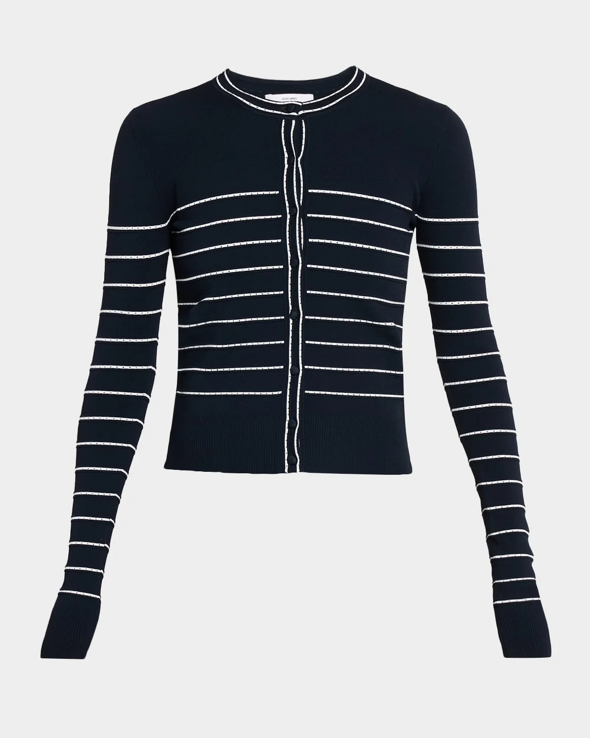Faye Pointelle Striped Crewneck Cardigan - 1