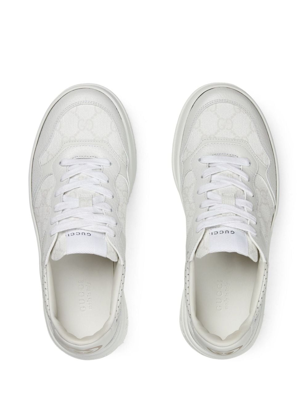 GG-jacquard leather sneakers - 4