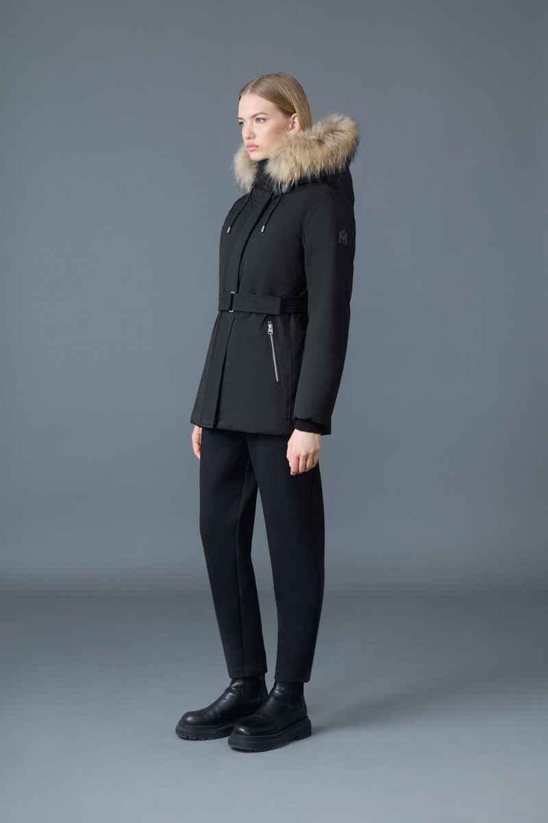 JENI-F 2-in-1 down parka with removable bib and natural fur 4