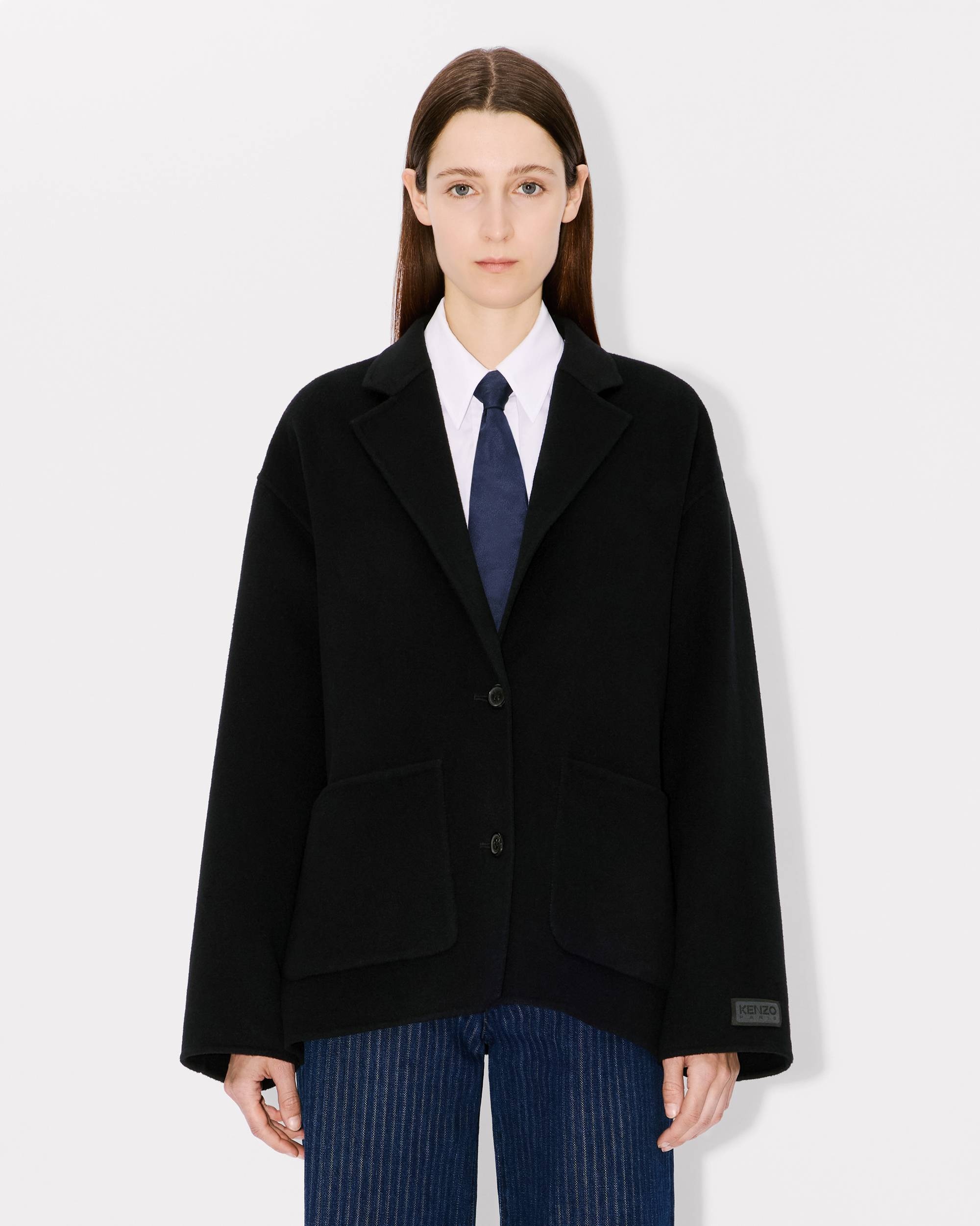 Workwear belted jacket in wool and cotton - 4