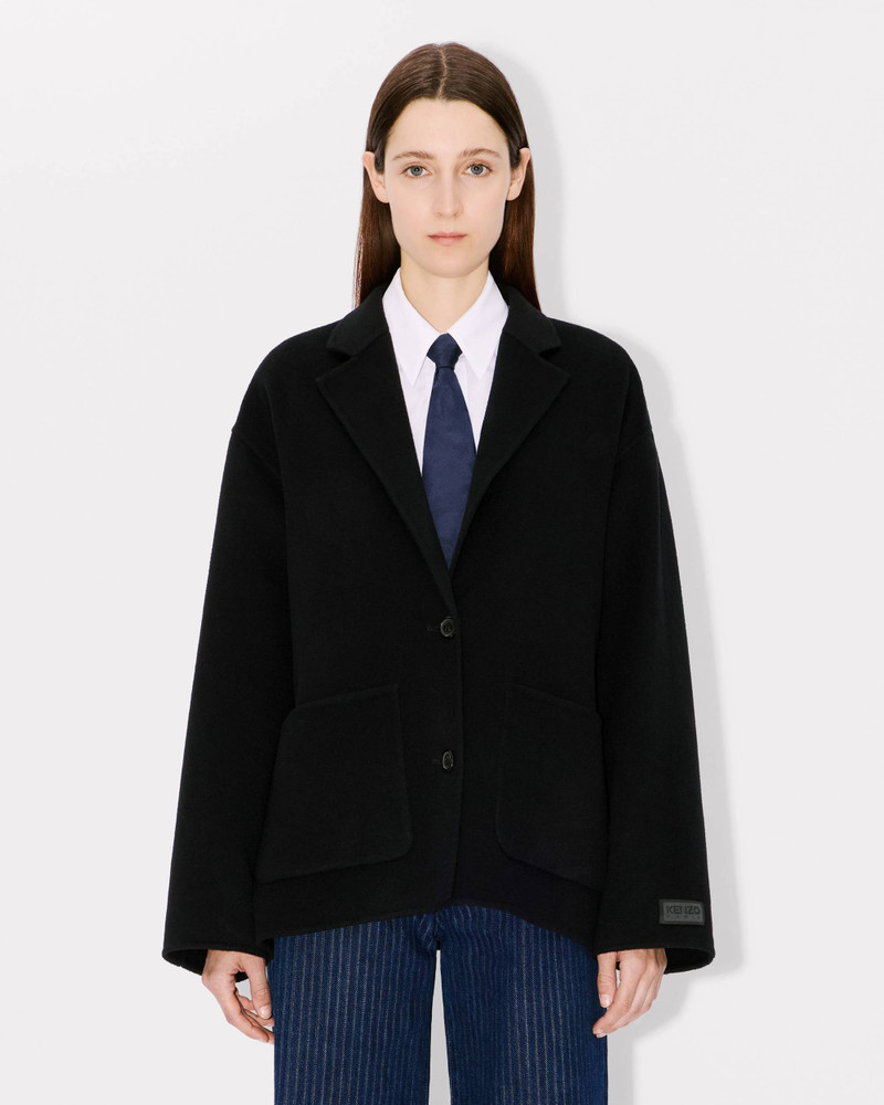 Workwear belted jacket in wool and cotton 4