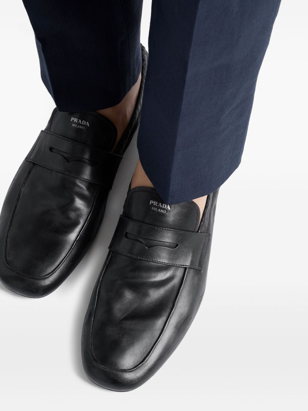 Shuffle antiqued leather loafers - 7