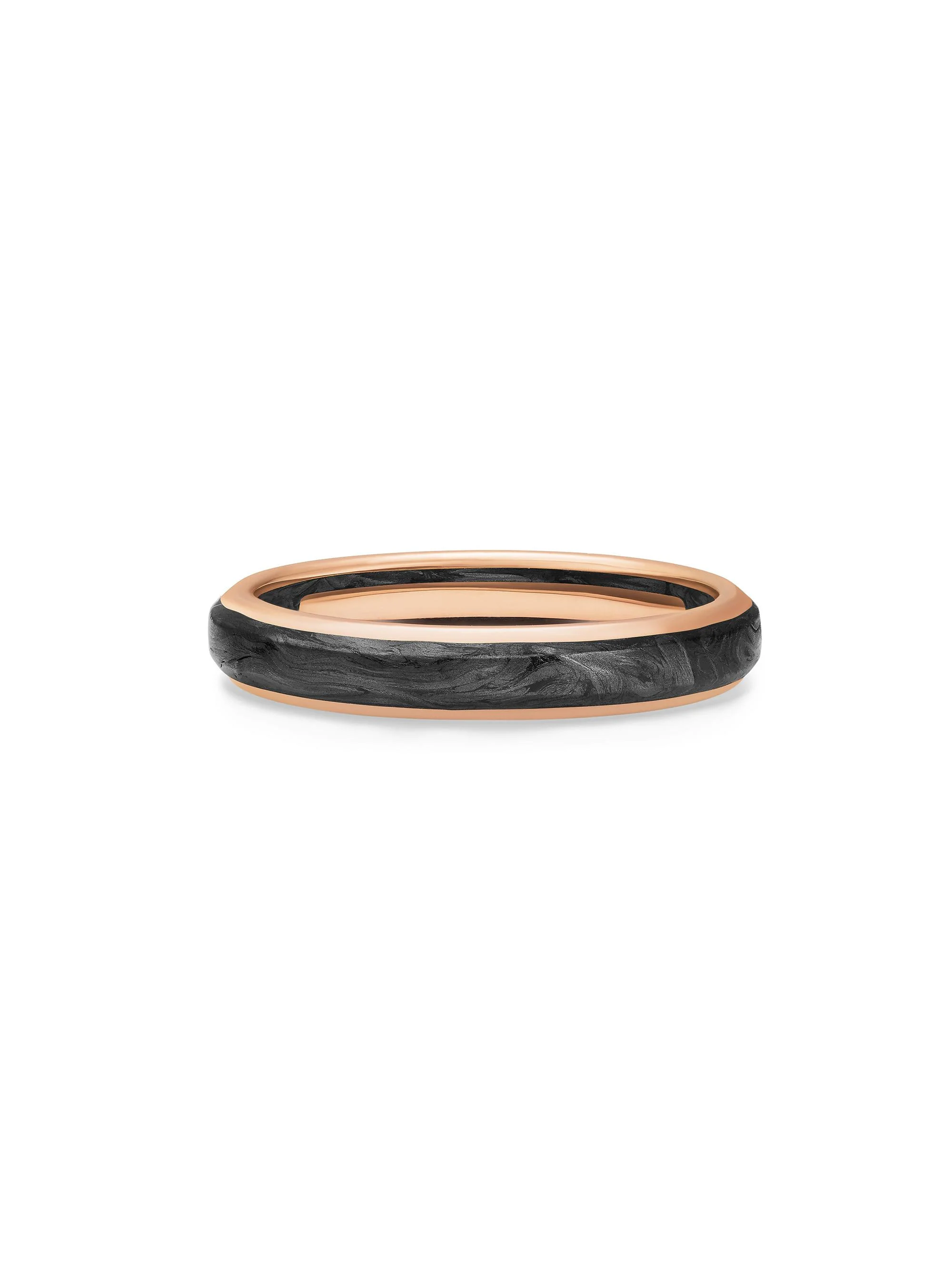 Men's Streamline Band Ring in 18K Rose Gold - Forged Carbon - 1