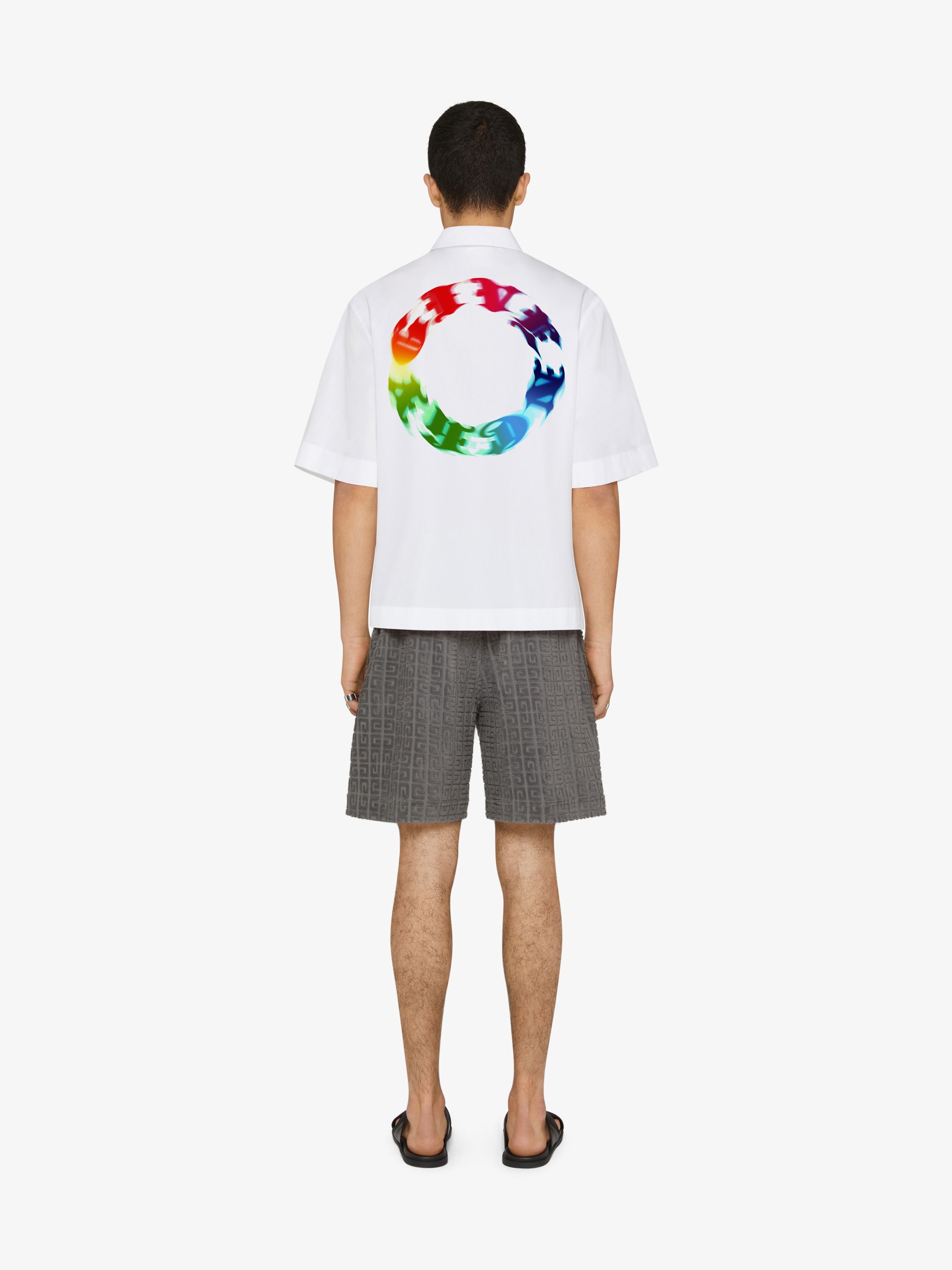 HAWAIIAN SHIRT IN POPLIN WITH GIVENCHY CIRCLE PRINT - 4