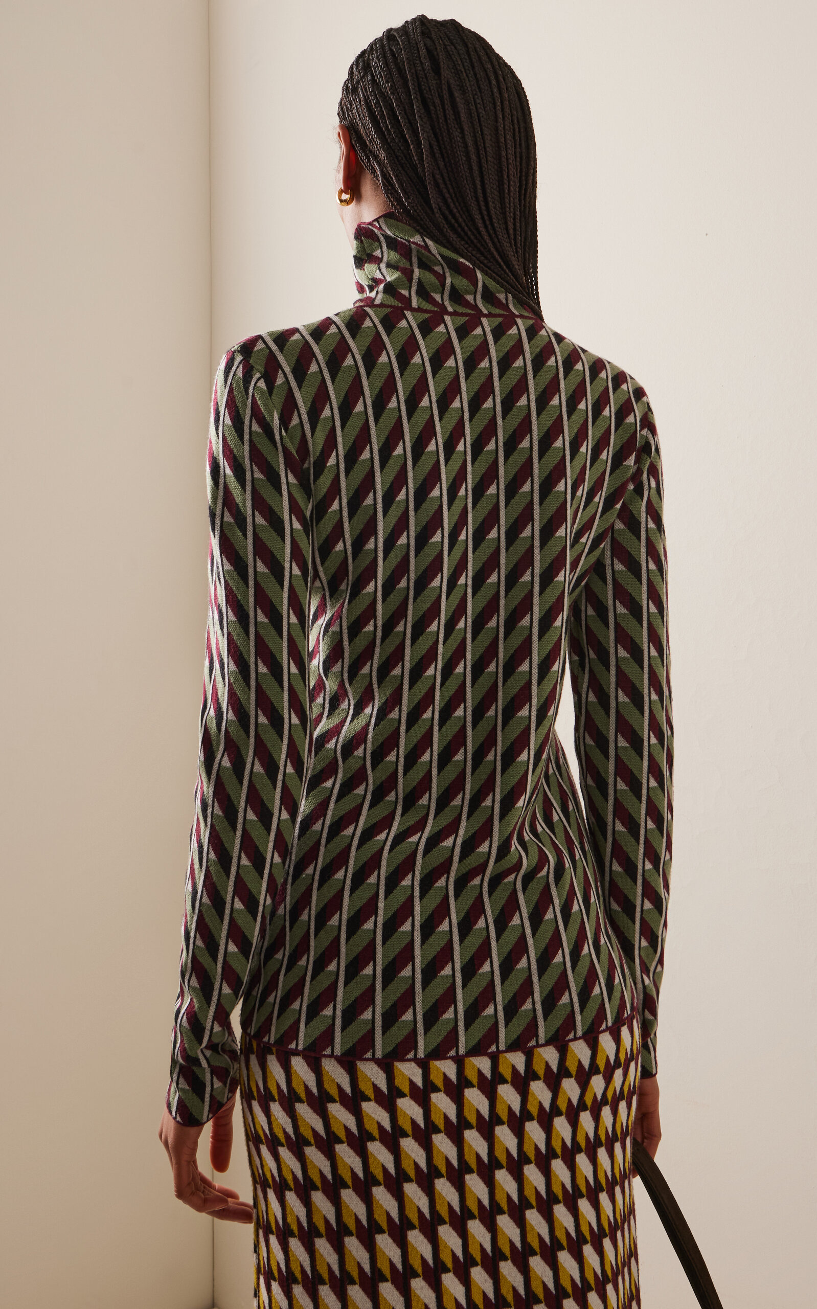 Georgina Cutout Merino Wool Turtleneck Top print - 4