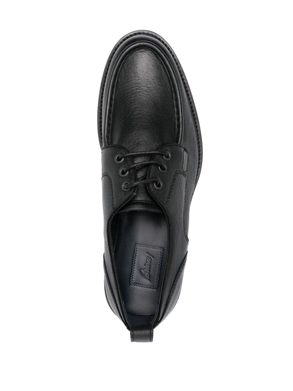 crinkled leather derby shoes - 4