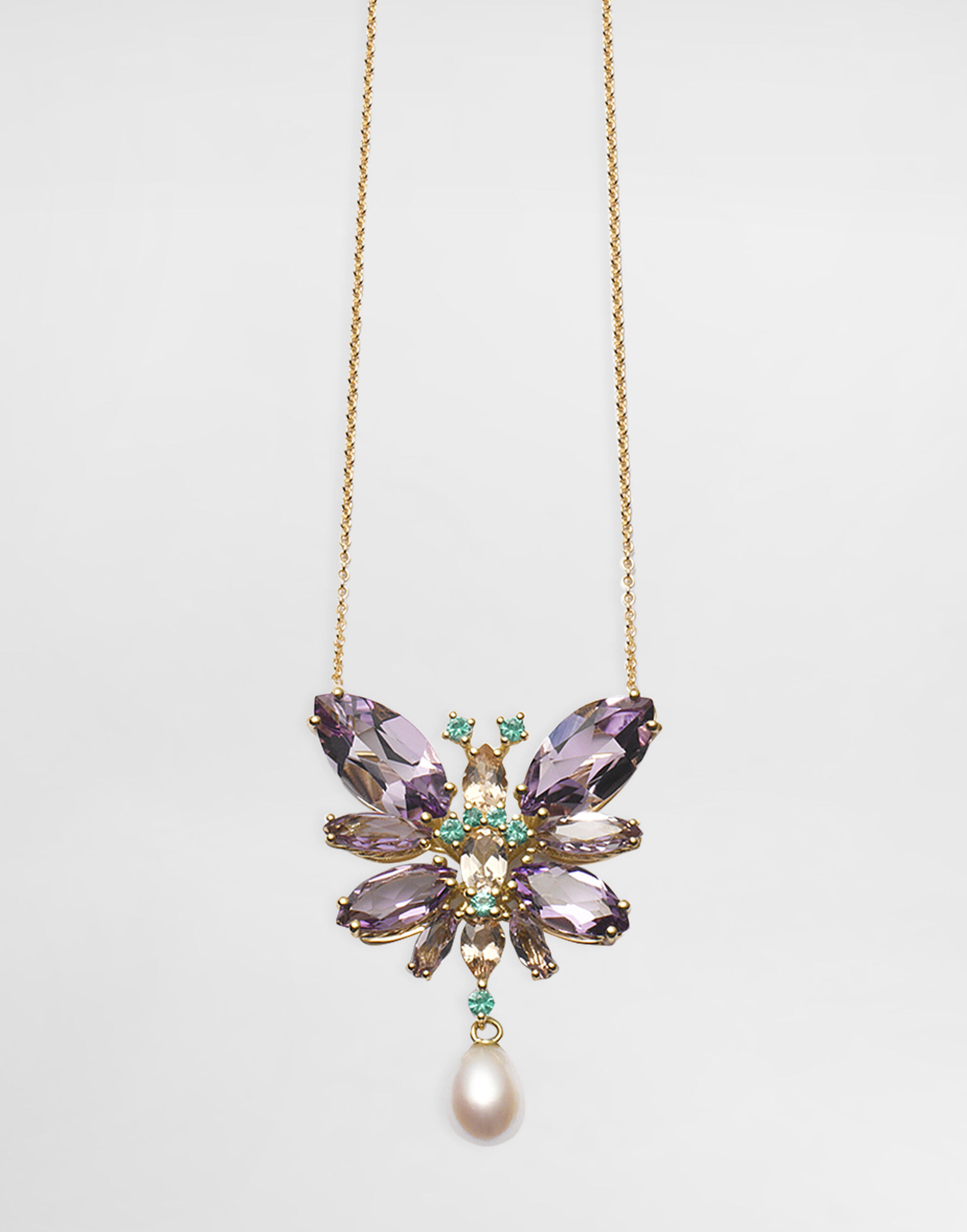 Butterfly Necklace 18-carat yellow gold and amethysts - 3