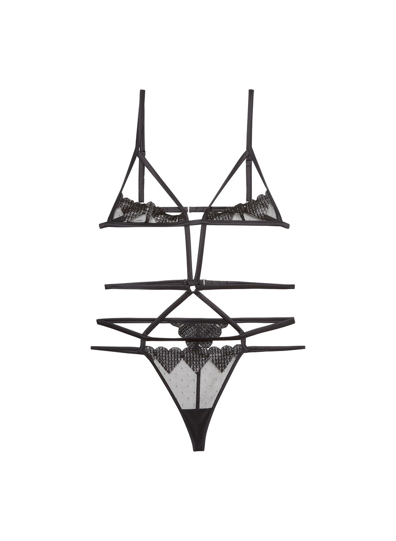 Fleur du Mal Heart Embroidery Ouvert Bondage Bodysuit outlook