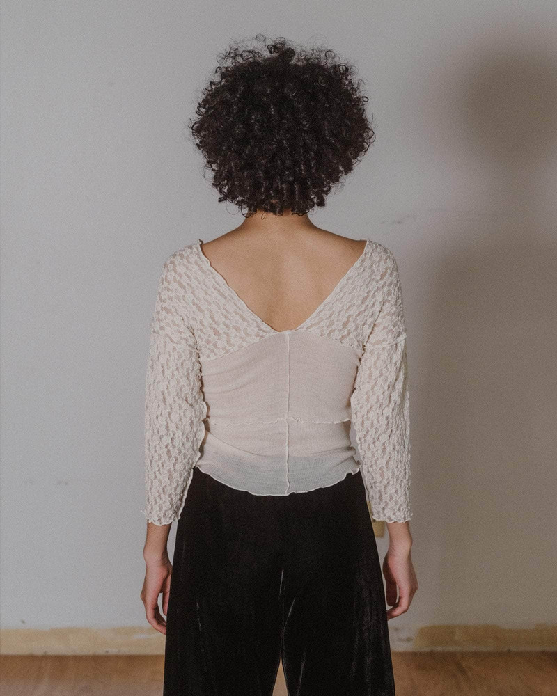 BASERANGE Nehru Long Sleeve Tee - Lace & Wool outlook