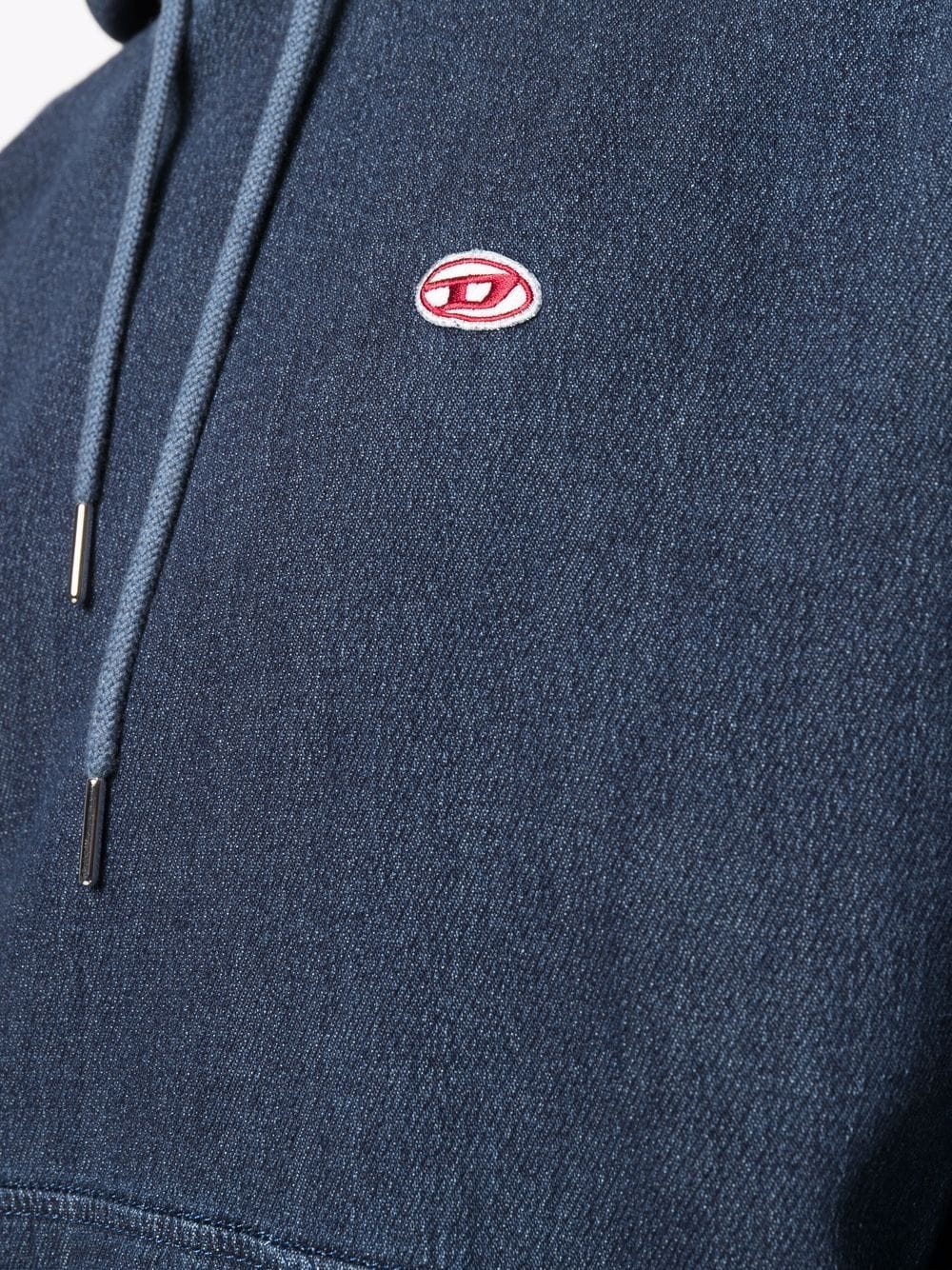 logo-patch denim hoodie - 5