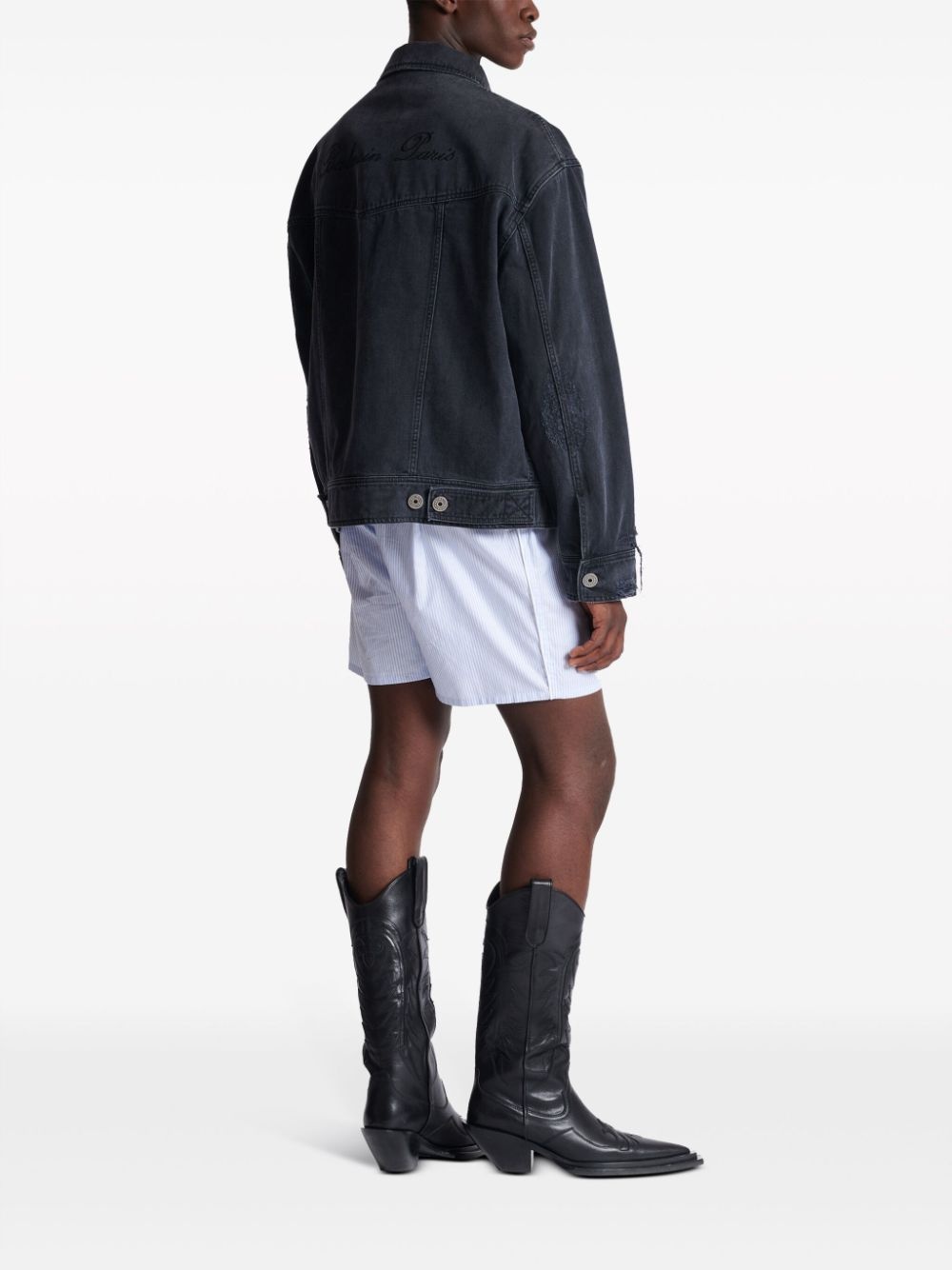 ripped-detail denim jacket - 4