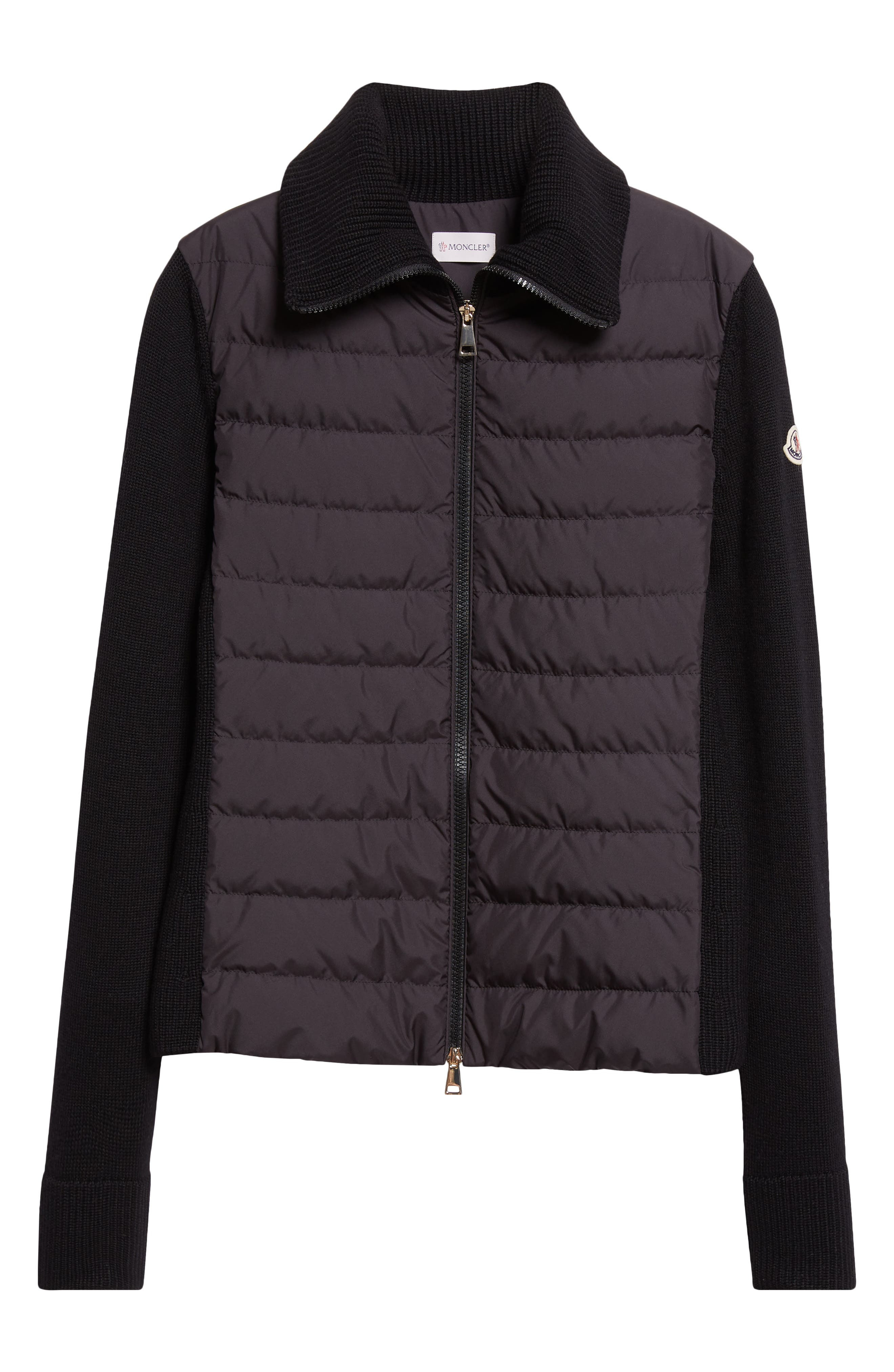 Moncler Virgin Wool Knit & Quilted Down Cardigan in Black at Nordstrom - 7