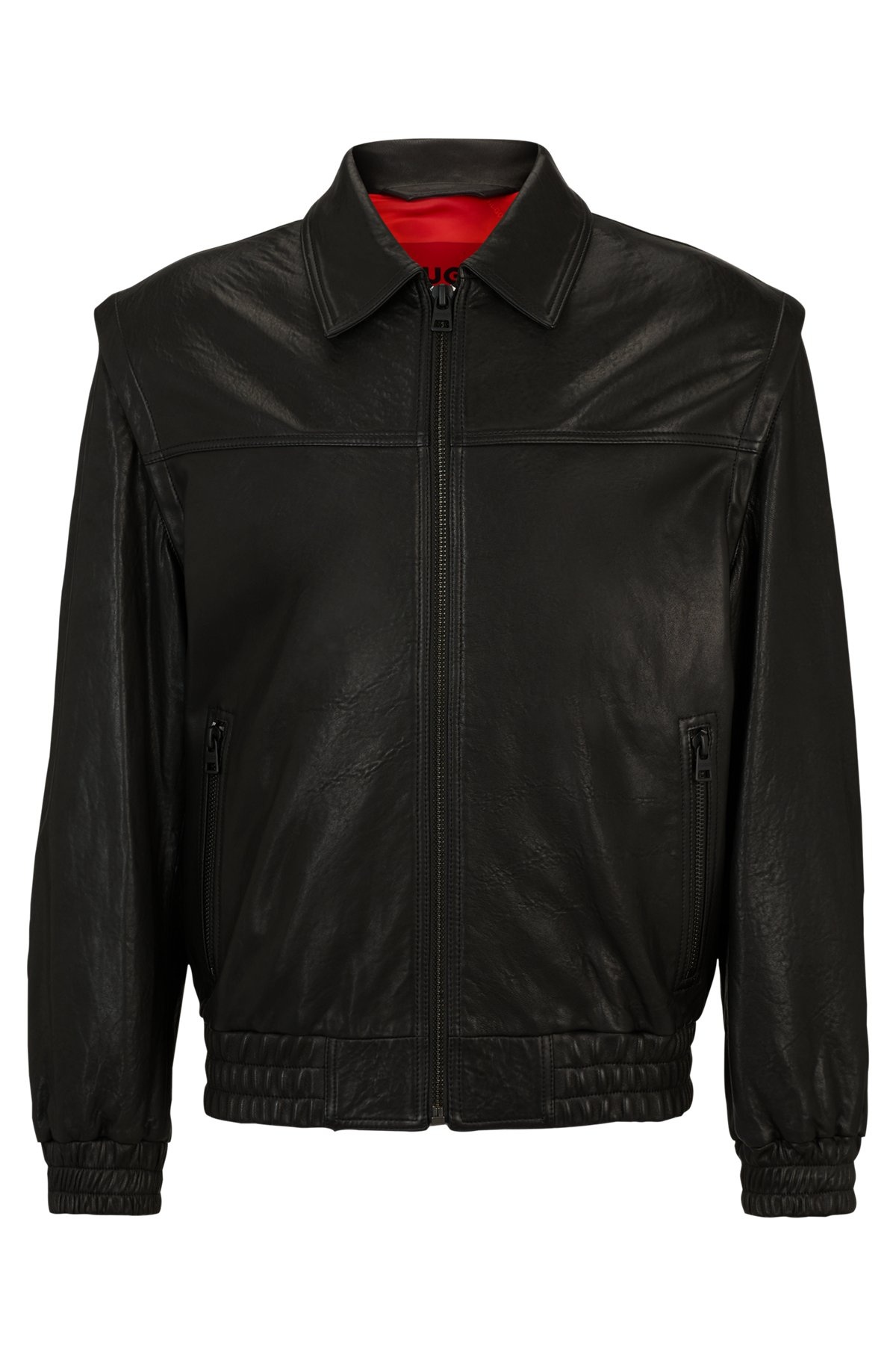 LEATHER JACKET WITH DETACHABLE SLEEVES AND STUD ARTWORK - 1