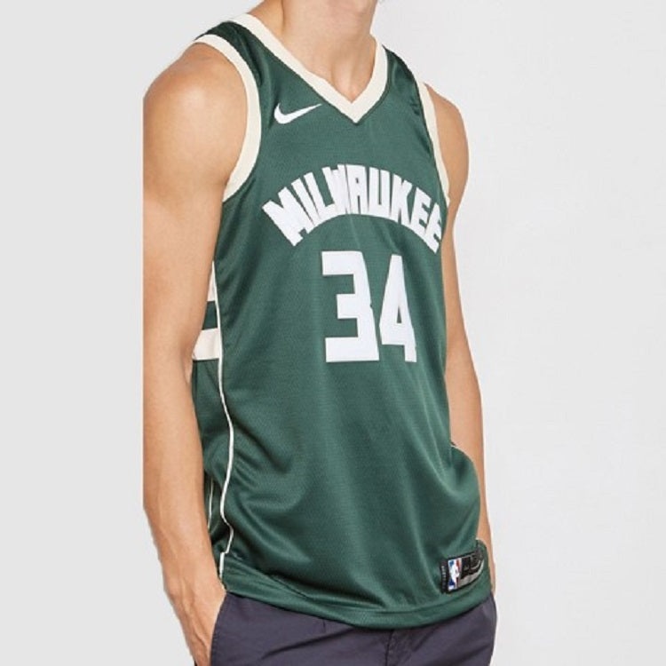 Nike NBA Sports Basketball Jersey/Vest SW Fan Edition Milwaukee Bucks Alphabet 34 Green 864489-323 - 5