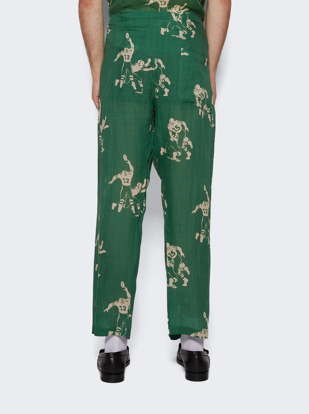 Football Silhouette Pajama Pants Green - 4