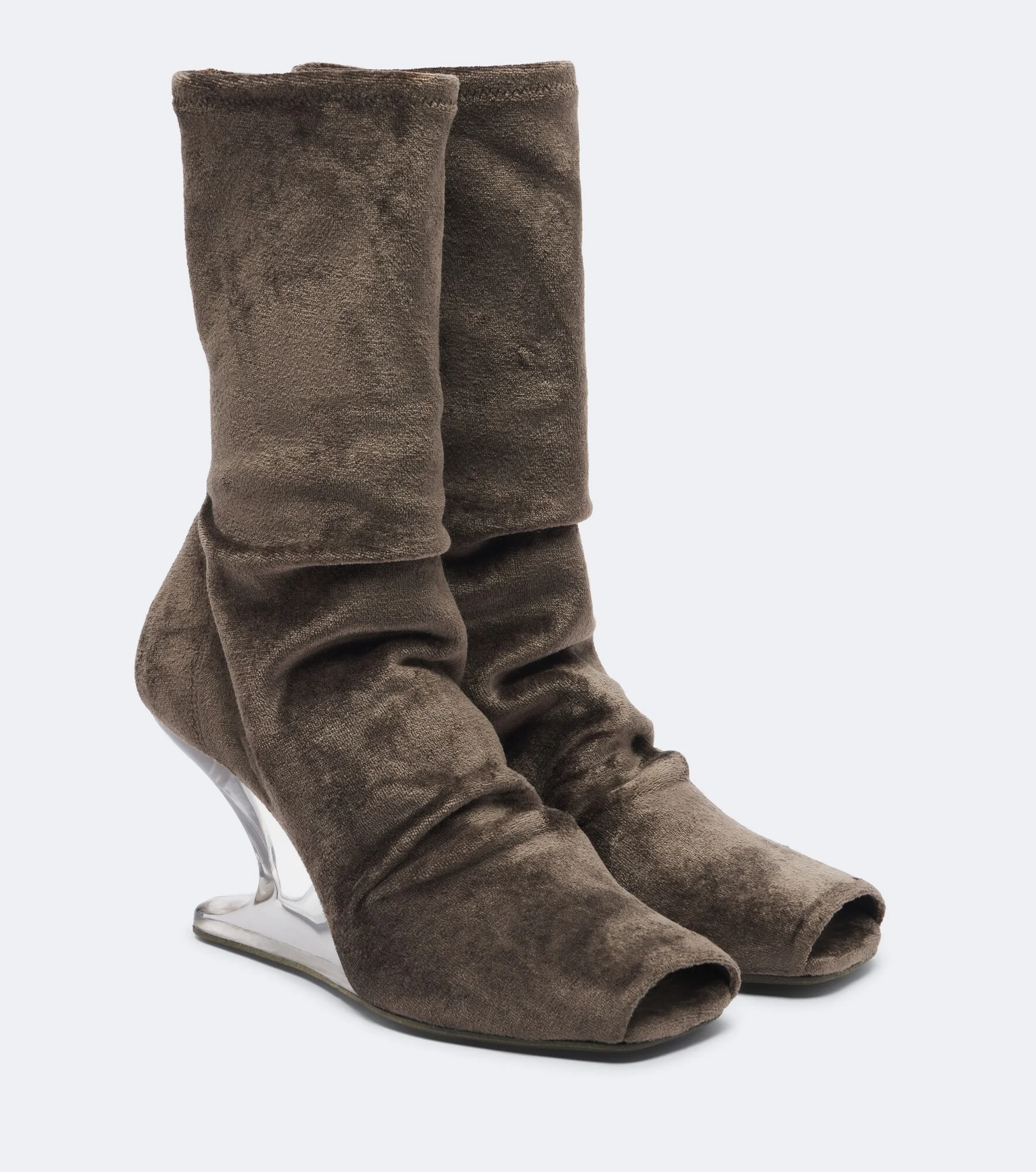 Cantilever velvet jersey wedge boots - 1