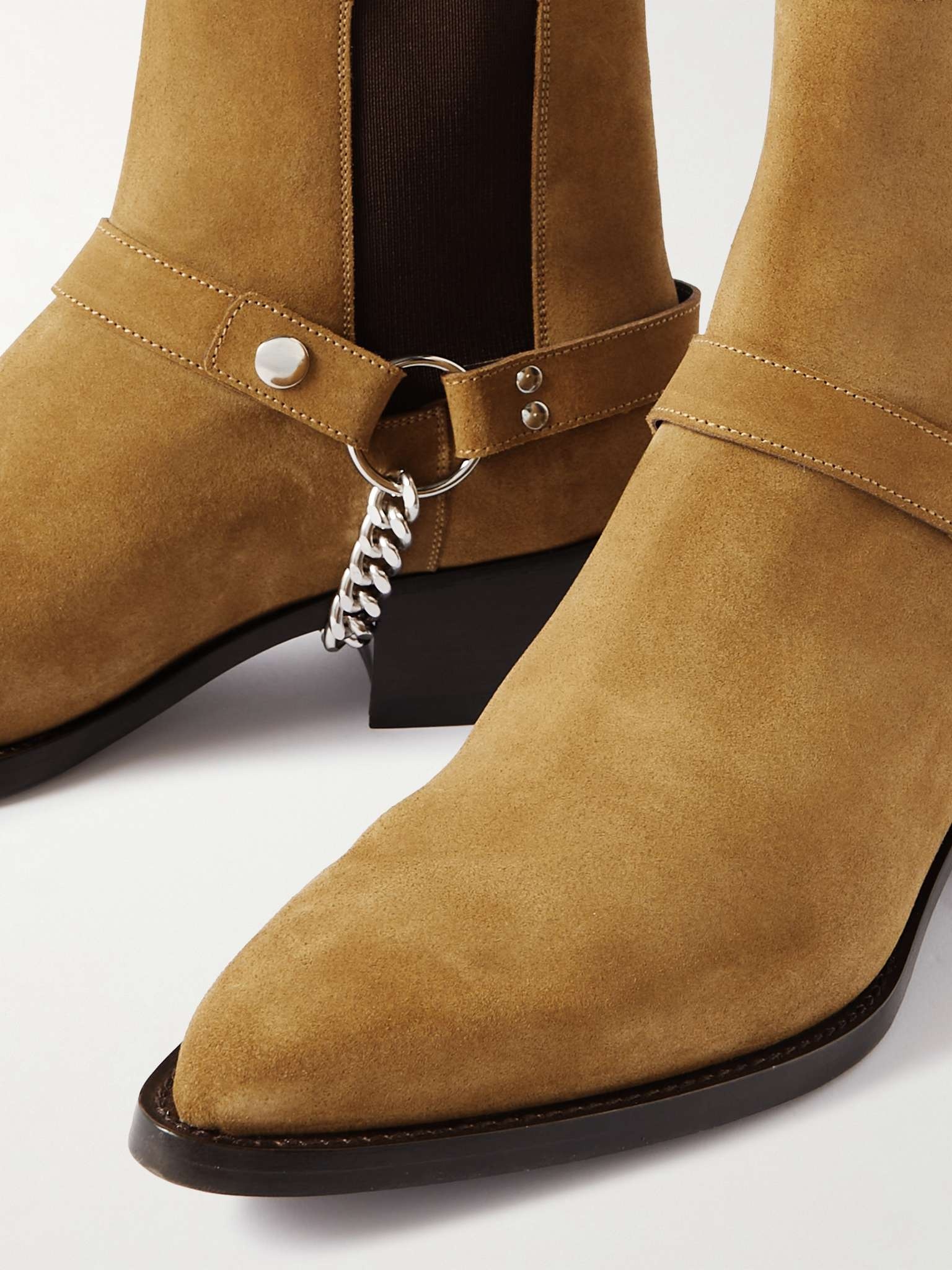 Chain-Embellished Suede Chelsea Boots - 6