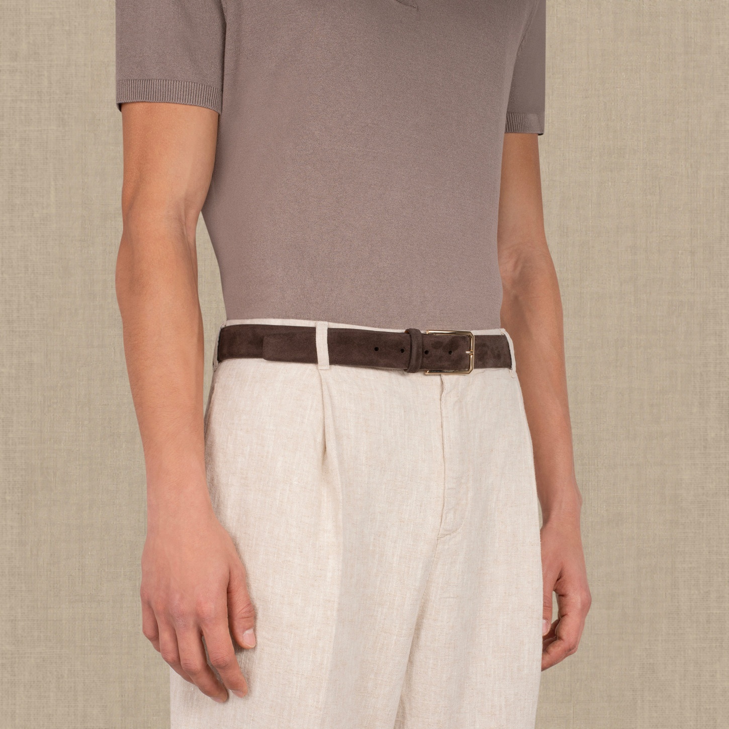 Men’s brown suede adjustable belt - 2