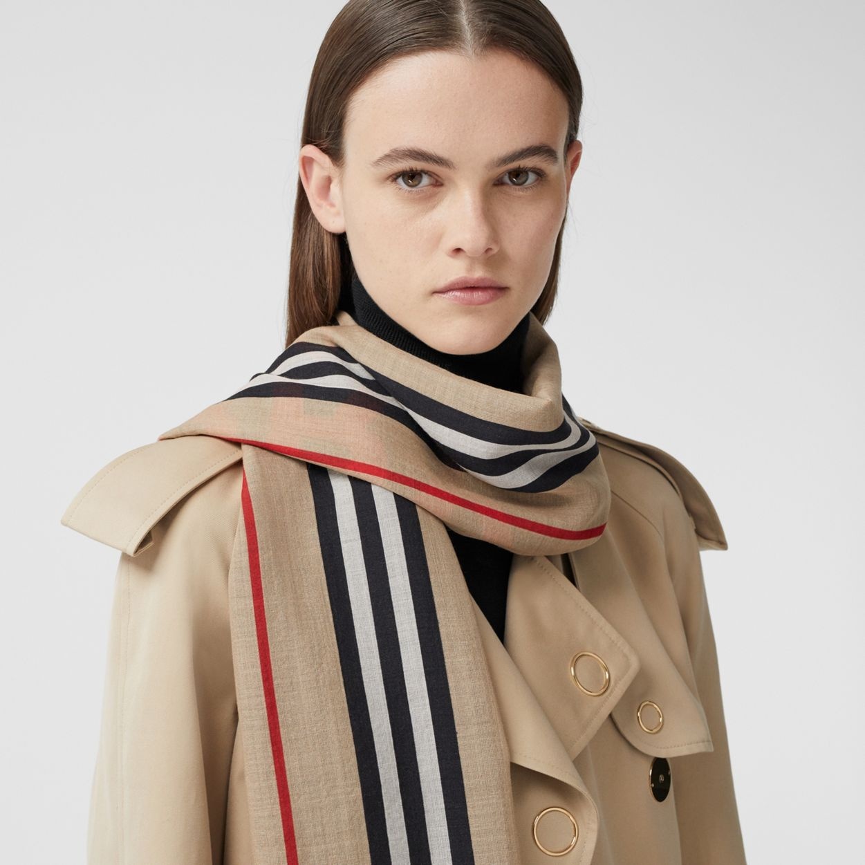 Horseferry Print and Icon Stripe Silk Wool Scarf - 3