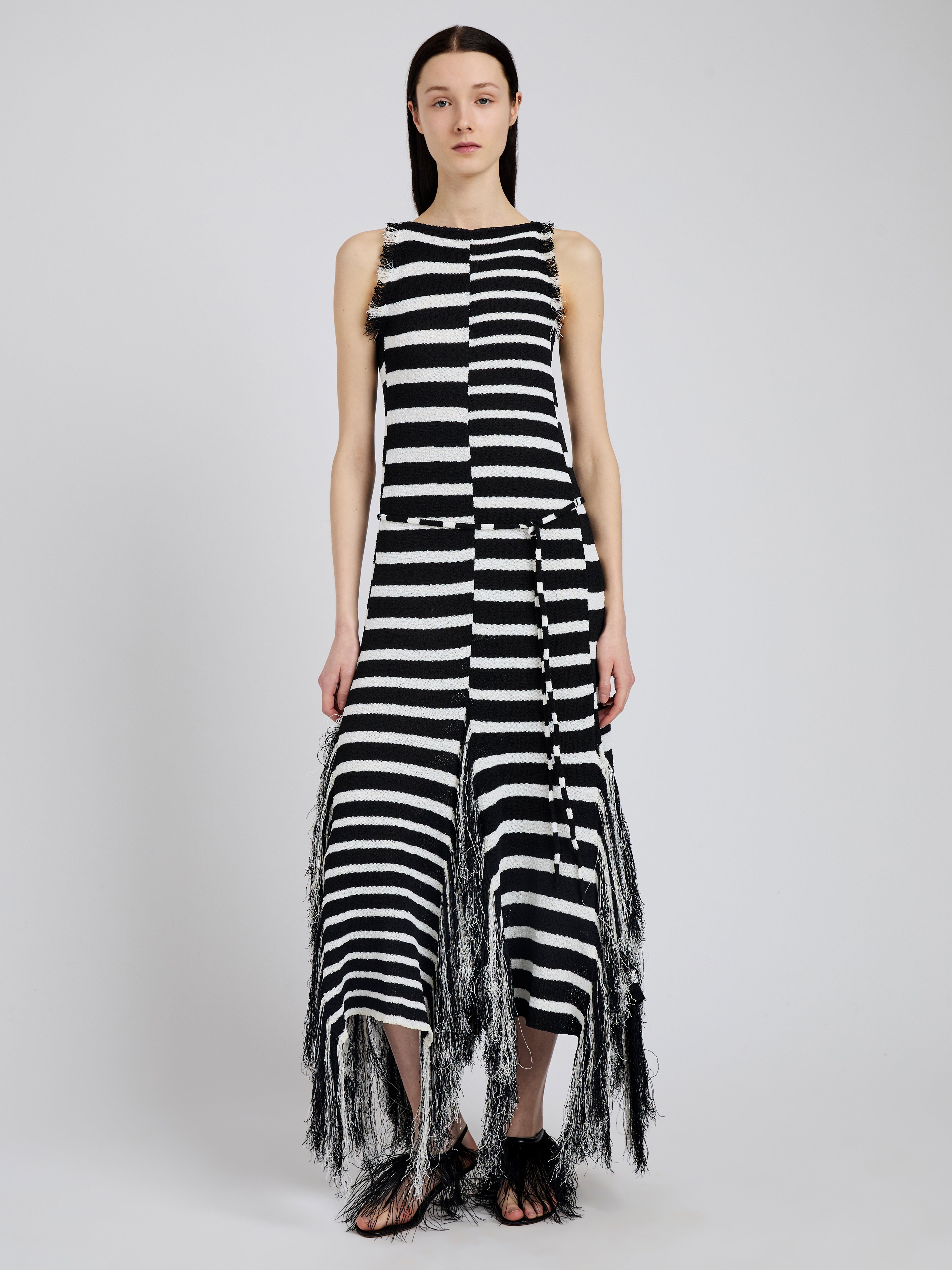 Yves Dress in Stripe Fringed Knit - 6
