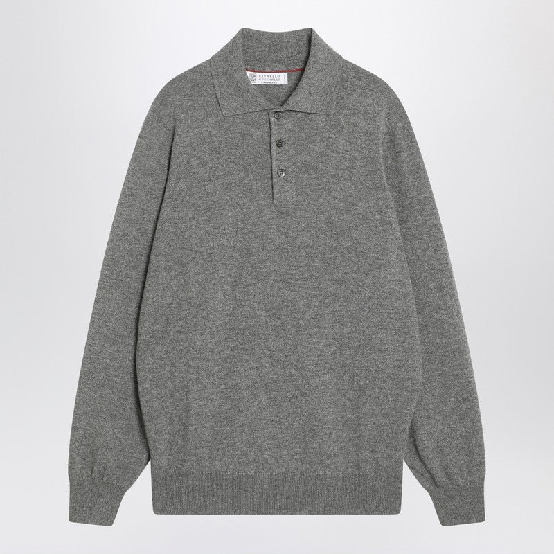 Brunello Cucinelli Gray Polo In Cashmere Men - 1