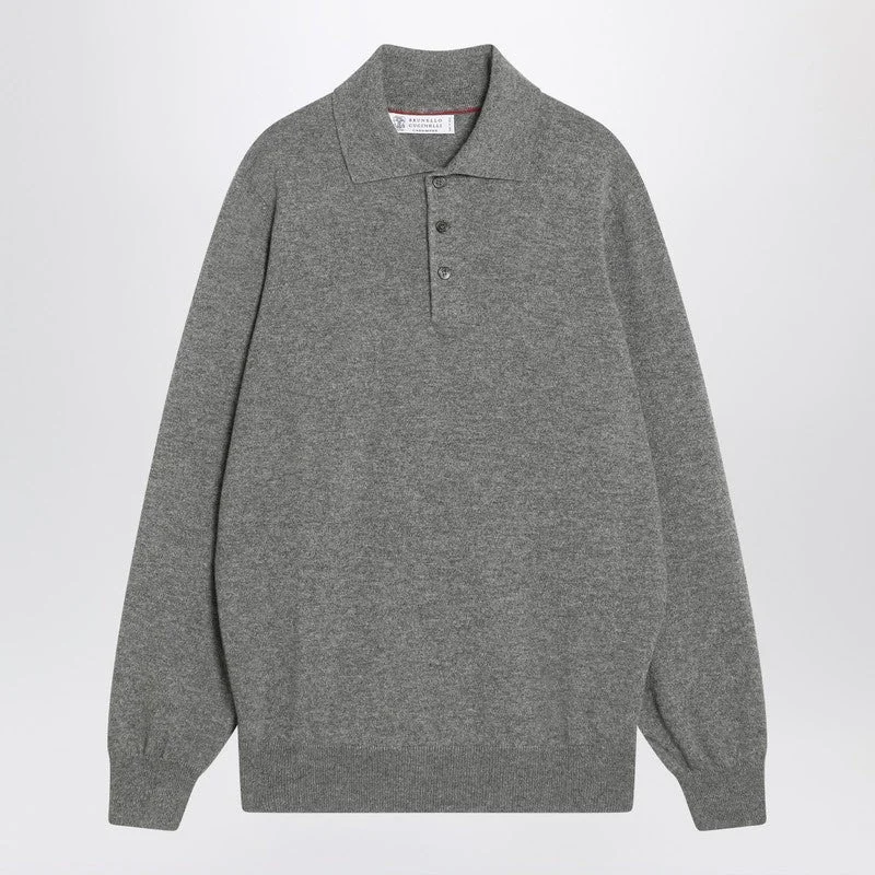 Brunello Cucinelli Gray Polo In Cashmere Men - 1