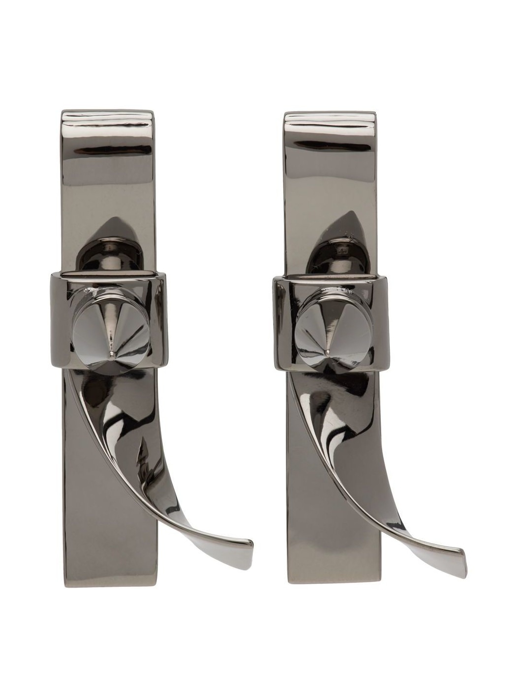 Gunmetal Spike Ribbon Earrings - 1