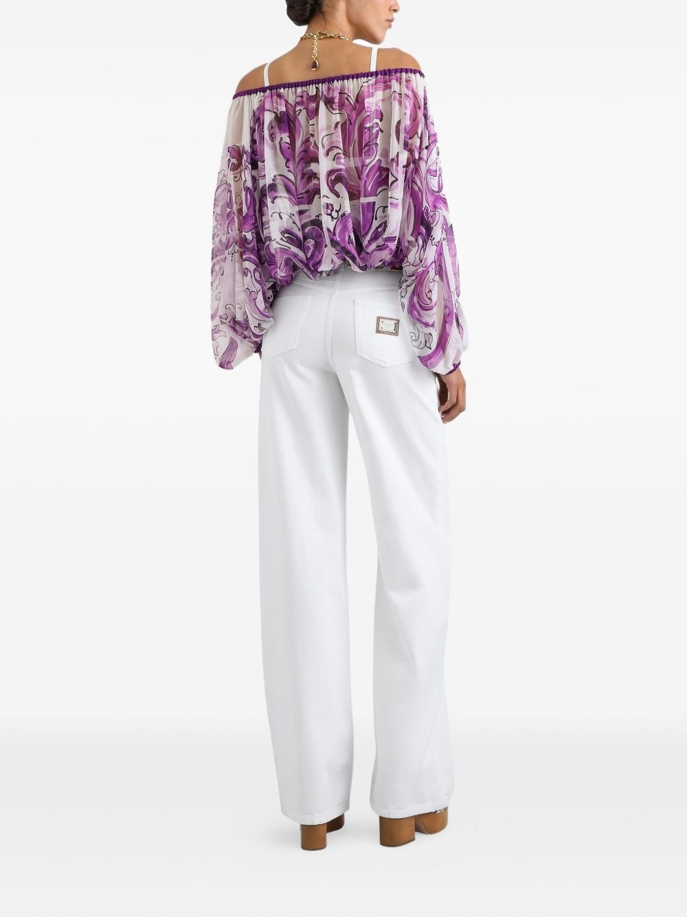 graphic-print silk blouse - 3