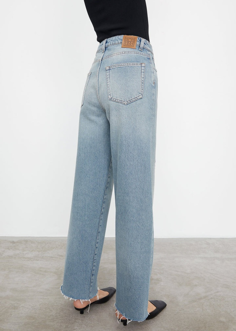 Flare fit denim distressed light blue 3