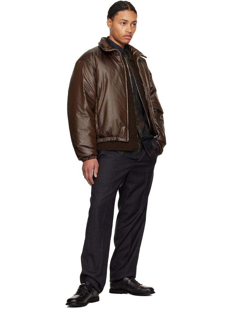 YOKE Brown Leather-Like Puffer Jacket outlook