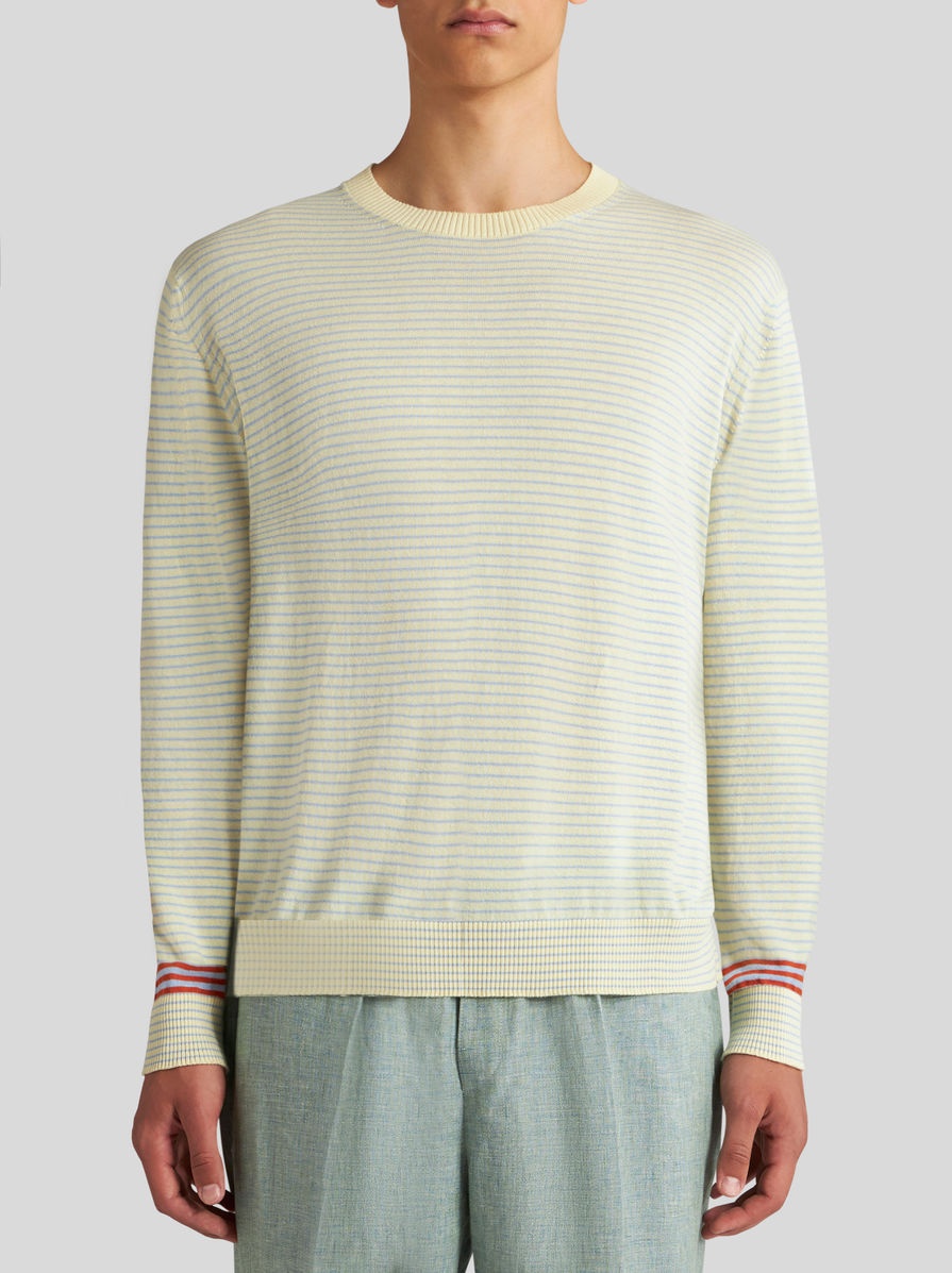 STRIPED COTTON AND CASHMERE SWEATER - 2